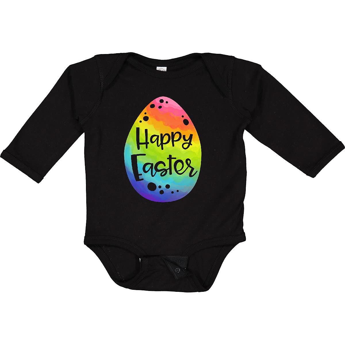 Inktastic Happy Easter Rainbow Easter Egg Long Sleeve Baby Bodysuit - Cute Easter Outfit for Boys & Girls, Holiday Photo Shoot, Family Matching Pajamas, Spring Festival Gift