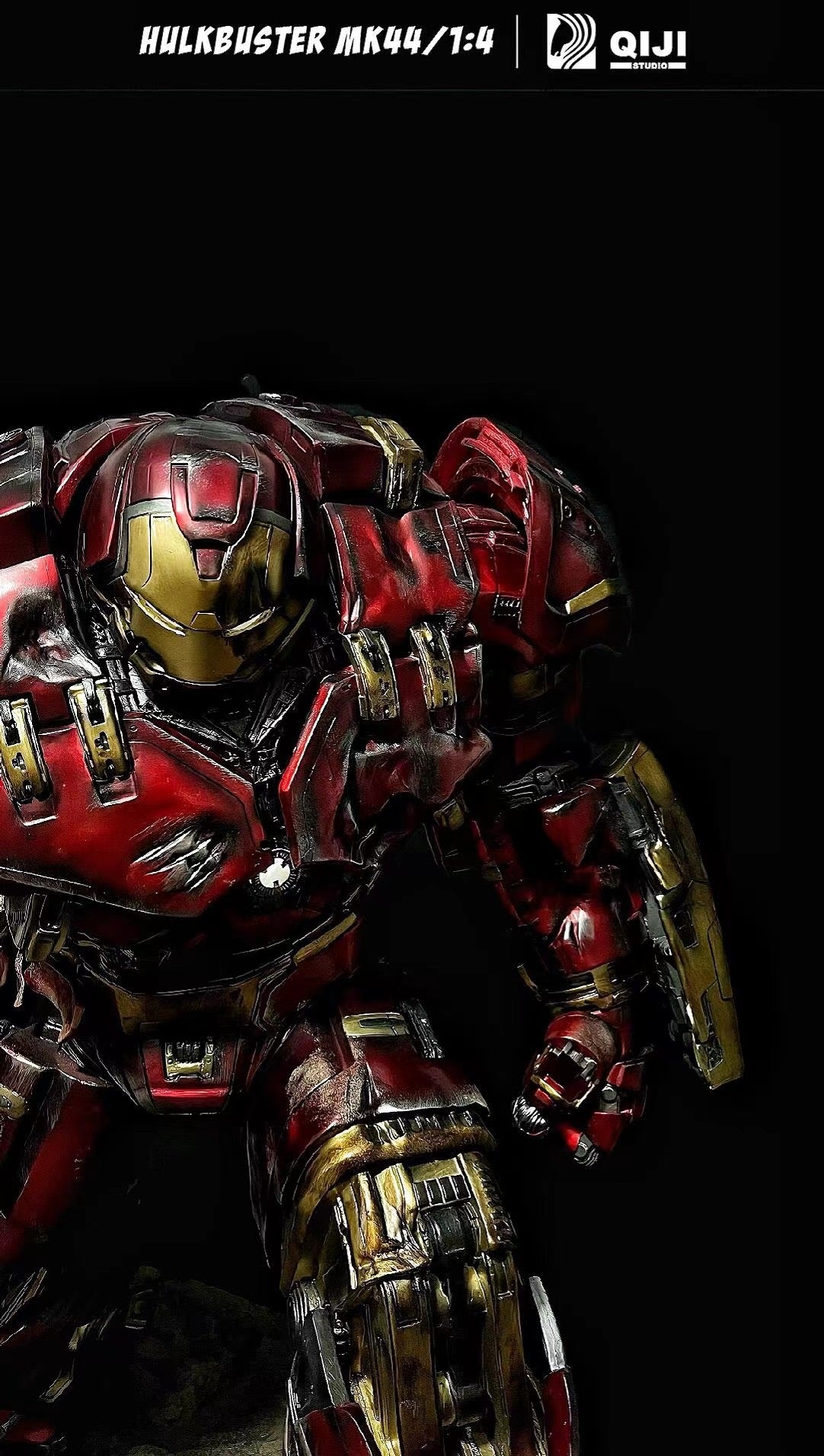 QiJi Studio Hulkbuster MK44 Iron Man Collectible Figure - Detailed Die-Cast Model for Marvel Fans, Home Display & Gift Idea
