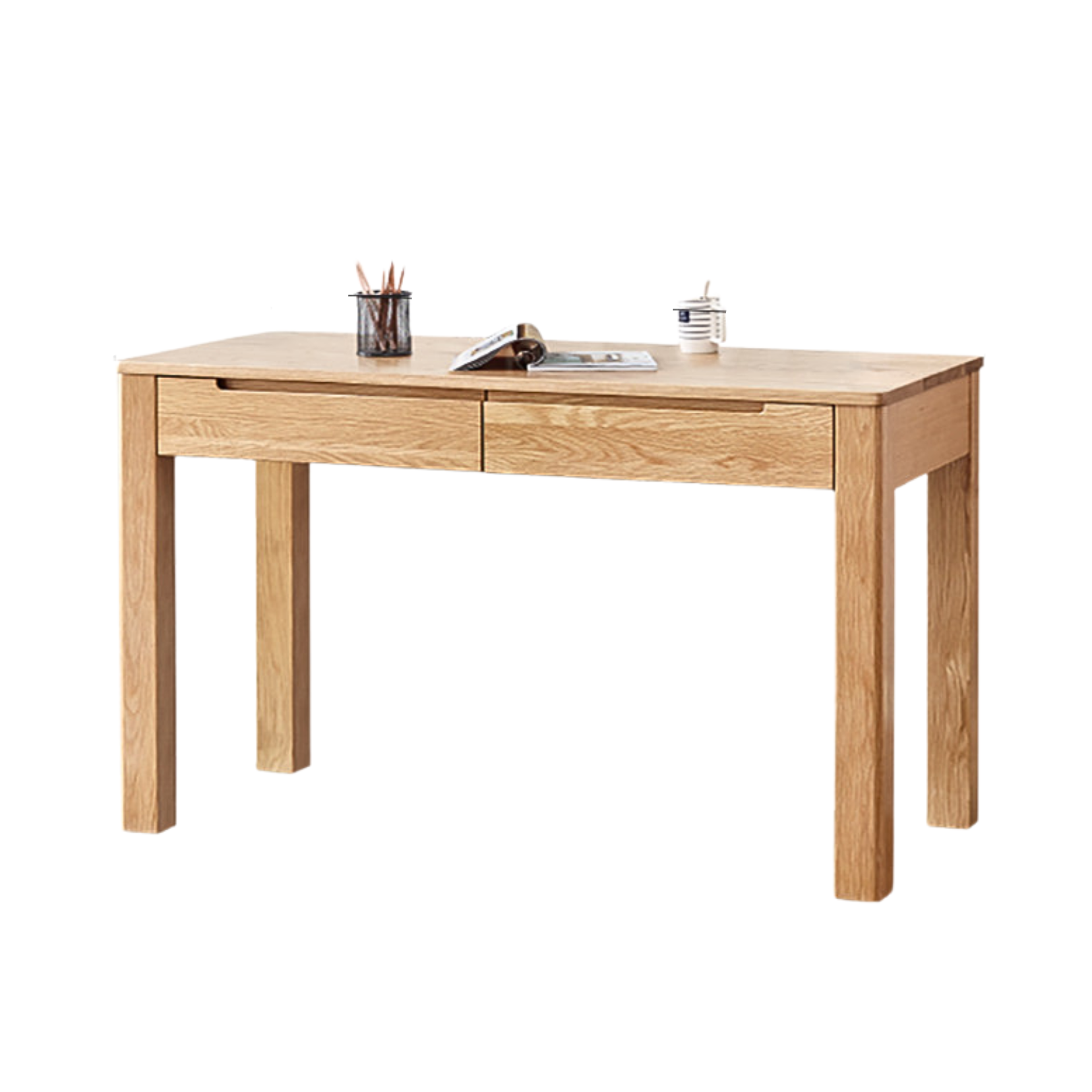 35.4x22x29.9 inch / 90x56x76сm / Natural Wood Color / oak two drawer desk