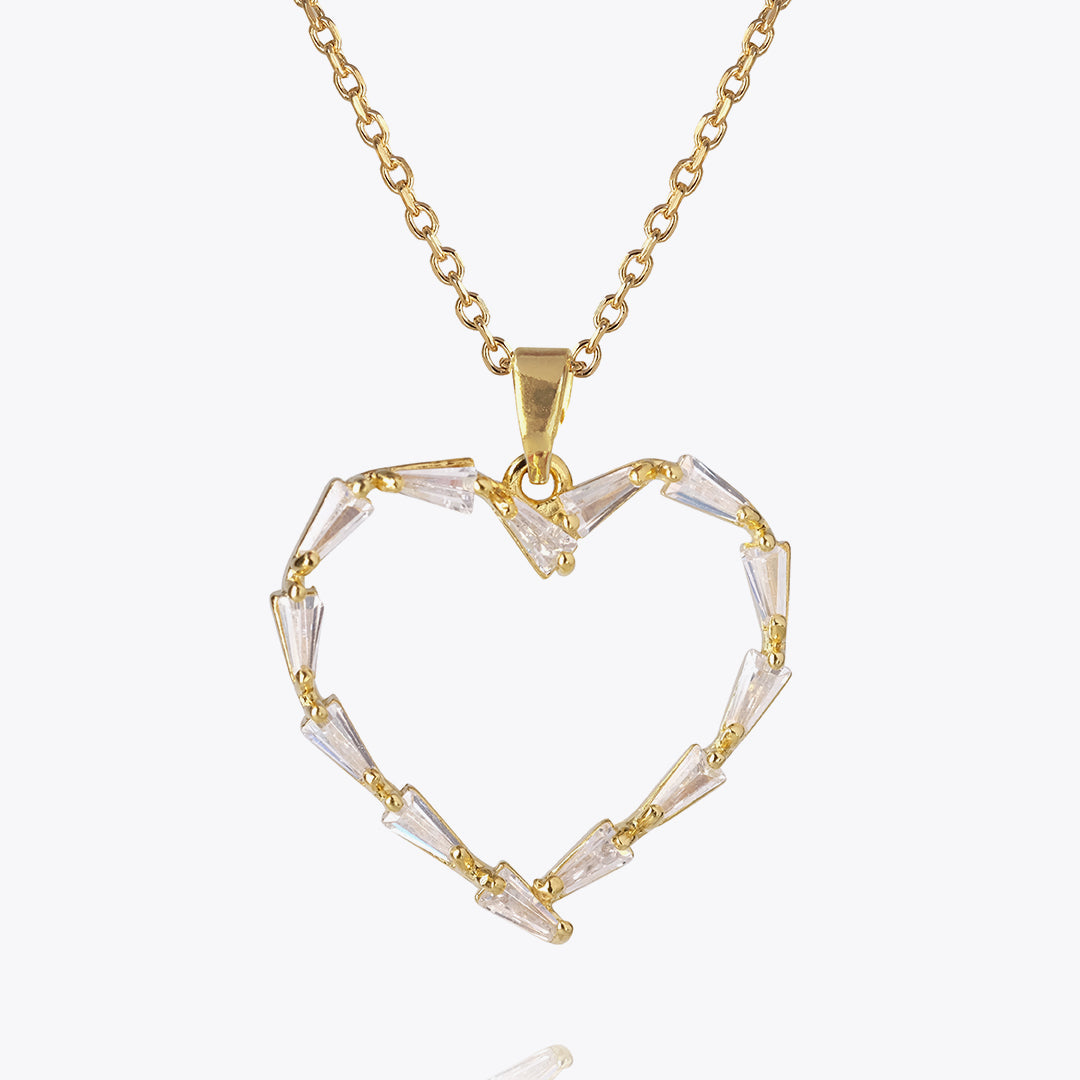 Elegant Baguette Heart Necklace with Sparkling Crystals - Perfect for Valentine's Day, Anniversary & Romantic Date Night Jewelry Gift