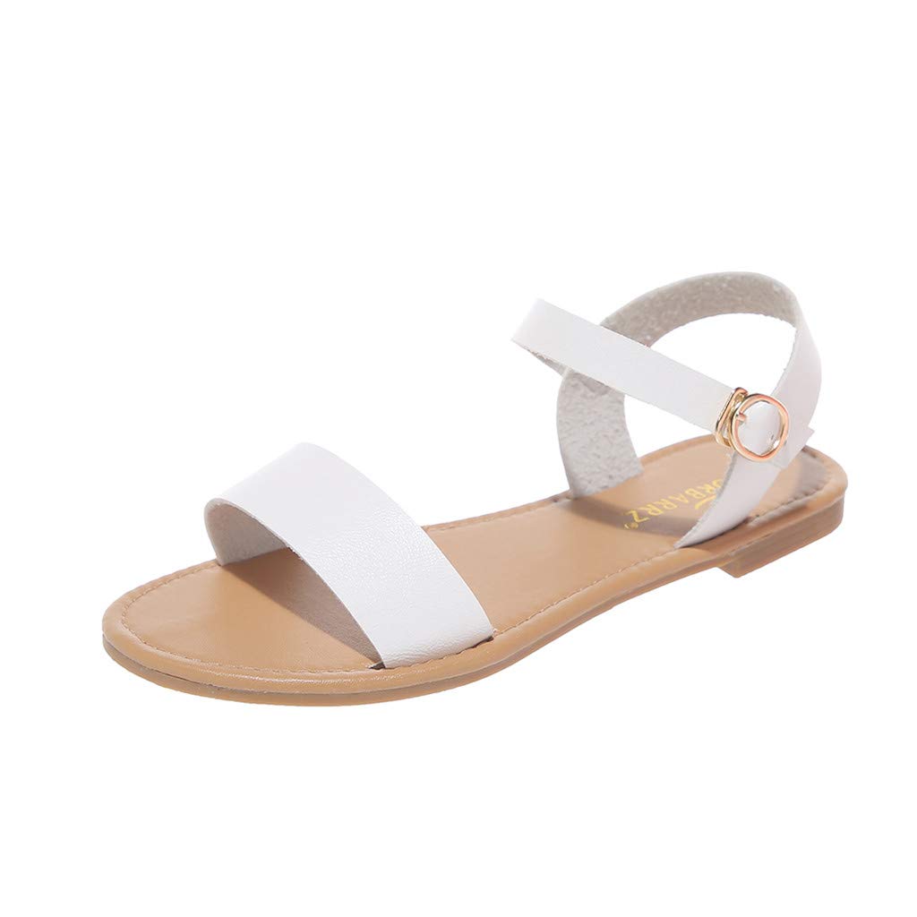 Women's Flat & Wedge Sandals with Ankle Buckle & Strap - Fashionable Summer Beach Sandals, Open Toe Platform Espadrilles for Casual Outings & Vacations