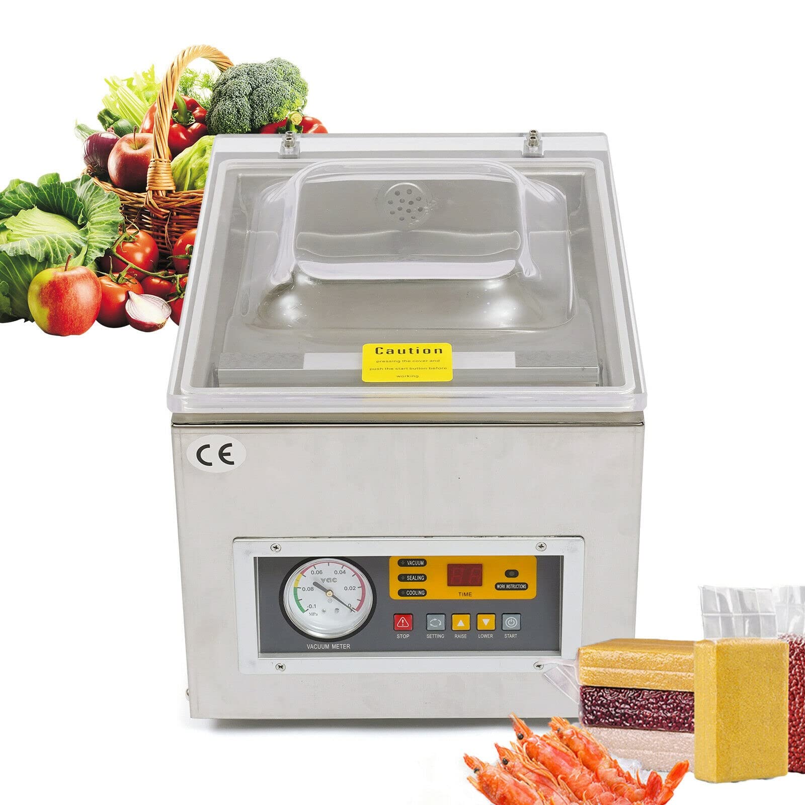 120W Commercial Digital Chamber Vacuum Sealer Machine - Automatic Food Vacuum Packing Sealer for Meat, Grains, Fruits, Pickles & Preserves | US Stock | Ideal for Restaurants, Catering & Home Food Storage