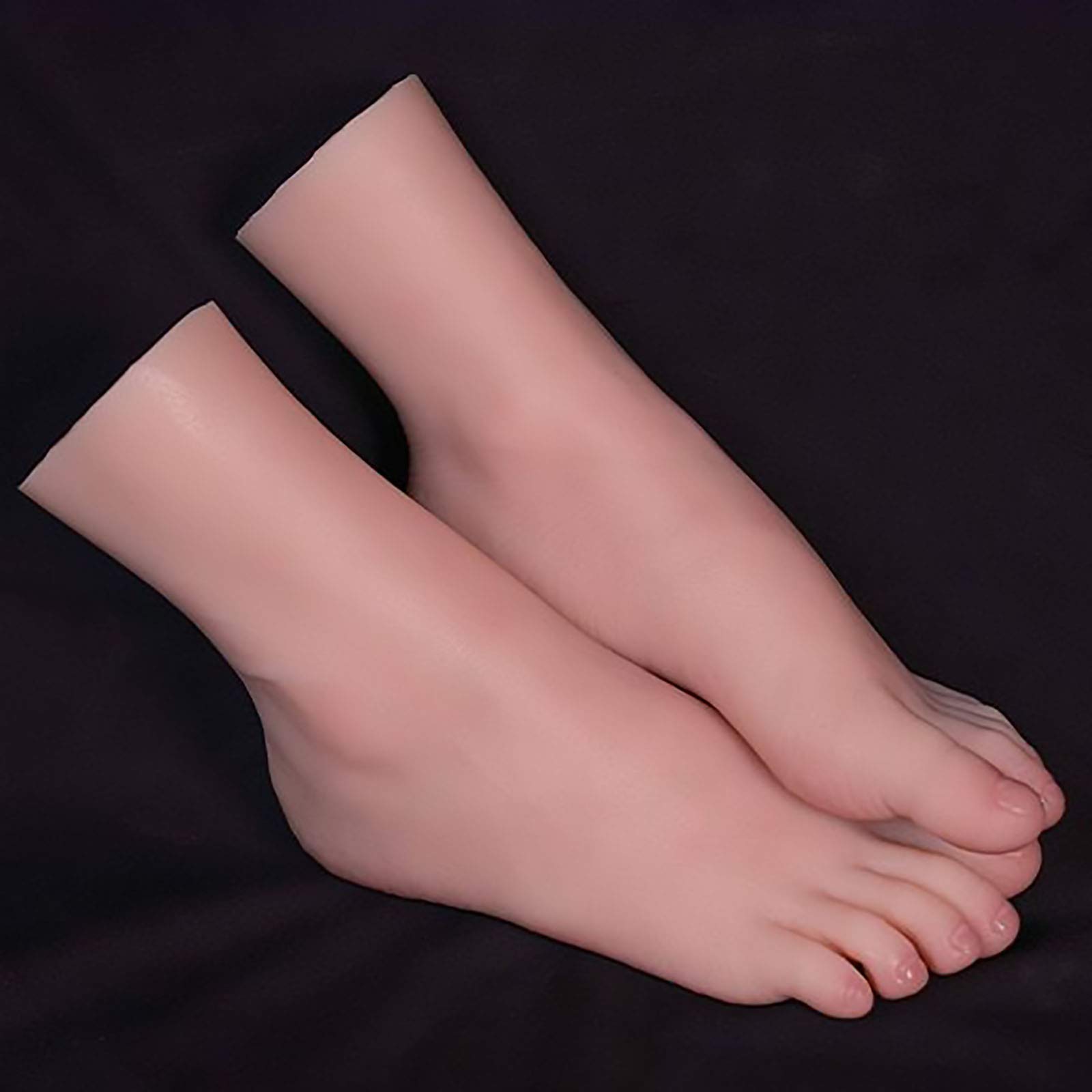 Realistic Silicone Female Feet Model Pair - Anatomical Bone & Nail Detail for Shoe/Sock Display, Jewelry Photography & Sandal Fitting - Perfect for Retail Stores, Podiatry Clinics & Art Collections