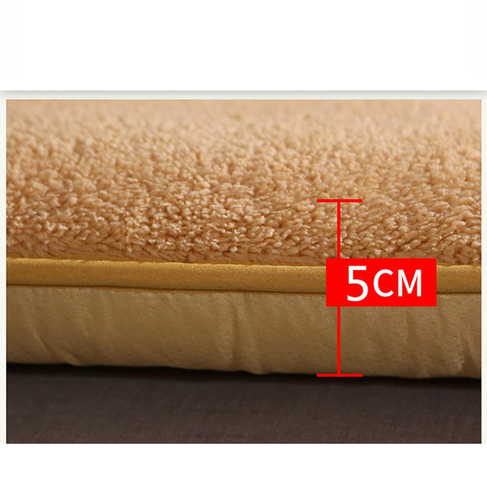 WJXBoos Plush Warm Tatami Floor Mattress - Lamb Cashmere Futon Mattress Topper, Soft Thick Non-Slip Sleeping Pad for Bed, Sofa & Guest Room (Khaki, King Size)