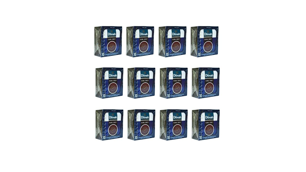 Premium Dilmah Earl Grey Tea - 120 Individually Foil Wrapped Tea Bags (12 Packs of 10) | Finest Ceylon Black Tea with Natural Bergamot Flavor | Perfect for Afternoon Tea, Office Break or Relaxing at Home