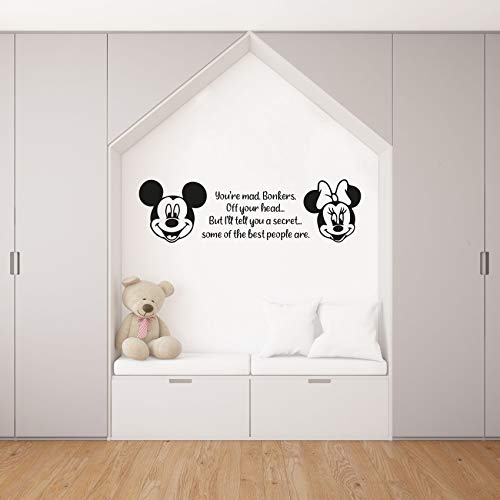 Disney Mickey Mouse 'You're Mad Minnie' Quote Wall Decal - 8x10 Inch Vinyl Sticker Art for Kids Room, Nursery, Bedroom Decor | Perfect for Disney Themed Parties & Playroom Wall Art