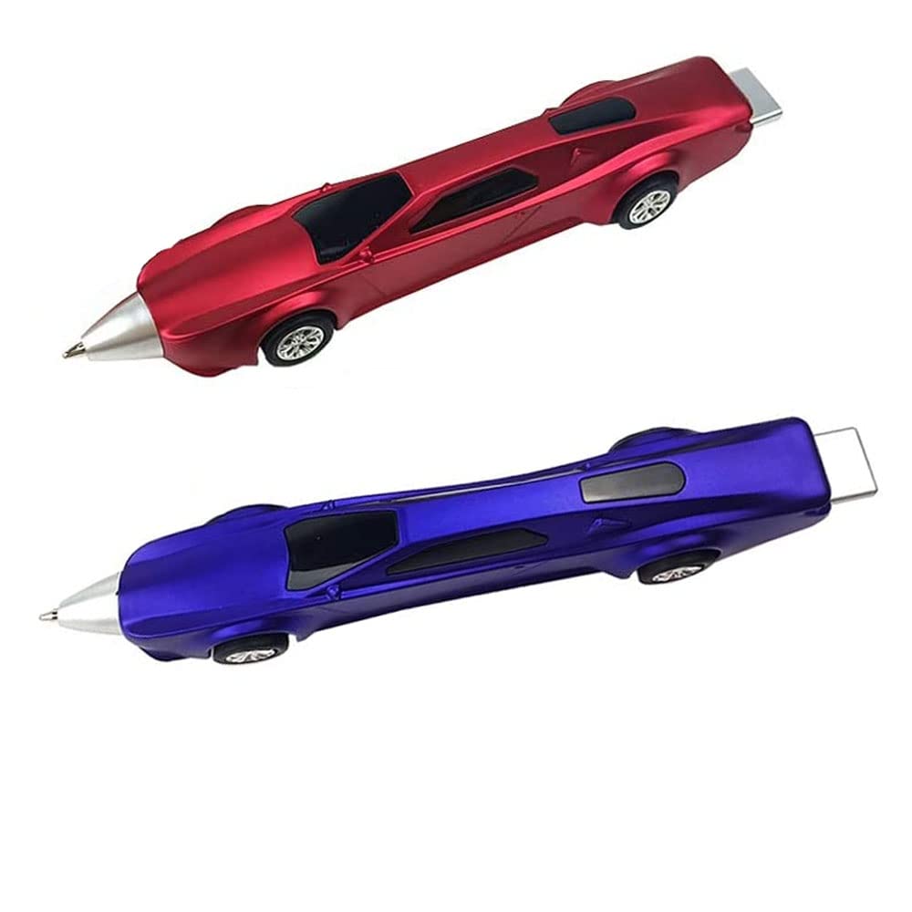 Fun Novelty Pens for Kids - Cute Race Car Design School Supplies, Cool Writing Pens for Teens - Perfect for Classroom, Homework & Party Favors (Red/Blue)