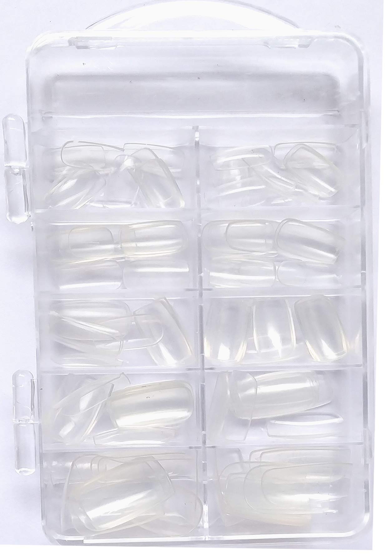 100pcs Transparent Artificial Empress Curve Fake Nails with Glue - Acrylic Press on Nails for Women, French Tip Manicure, Salon Quality DIY Nail Extensions - Perfect for Parties, Weddings & Special Occasions