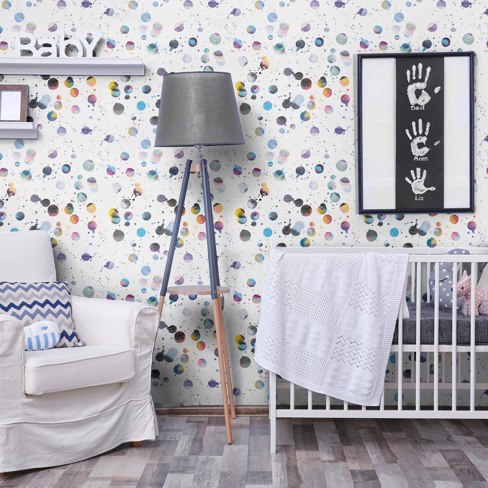 White Abstract Peel and Stick Removable Wallpaper for Kids - Self-Adhesive Nursery Decor - Perfect for Bedrooms, Playrooms & DIY Home Decor Projects