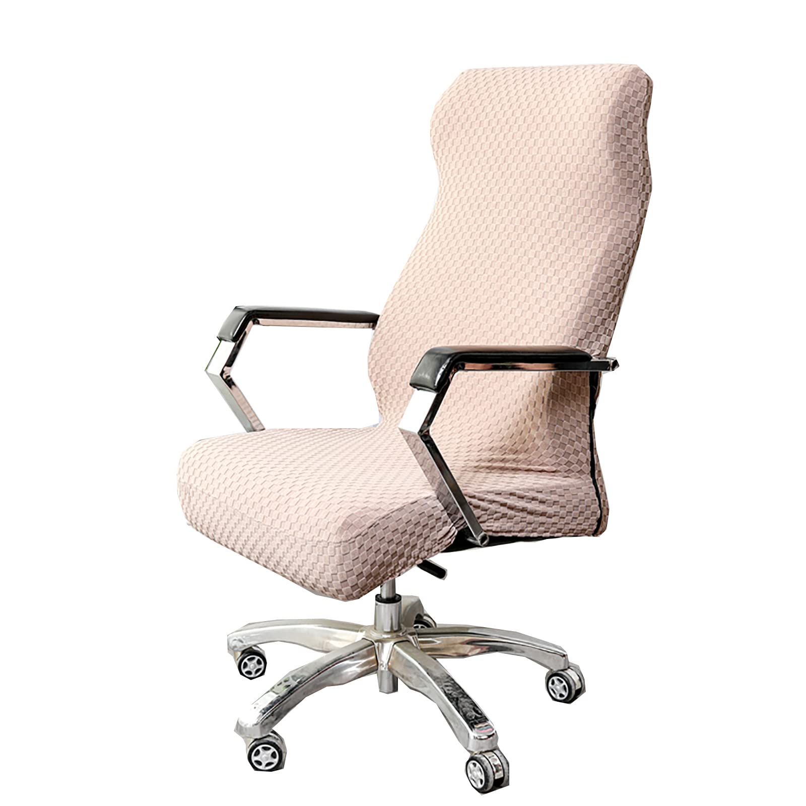 JHLD Stretch Jacquard Office Chair Cover - Universal Spandex Washable Removable Computer Chair Slipcover for Swivel Chairs (Khaki) | Perfect for Home Office, Conference Rooms & Workspaces