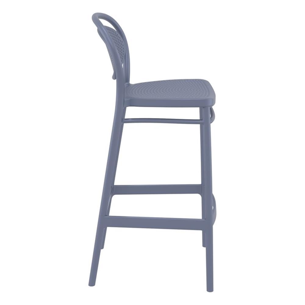 Compamia Marcel Indoor Outdoor Bar Stool Set of 2 - Dark Gray Patio Stools for Kitchen Island, Bar Counter, Deck & Backyard - Weather-Resistant & Comfortable Seating