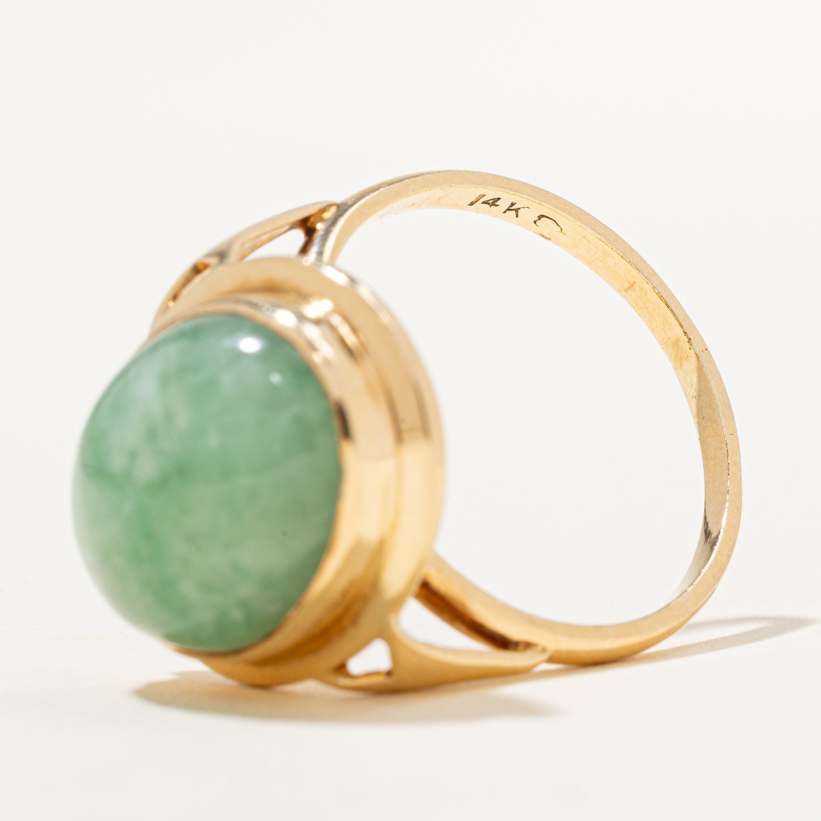 6.00ct Bezel Set Oval Cabochon Jade Ring - Size 6.5 | Elegant Green Gemstone Jewelry for Women | Perfect for Weddings, Anniversaries & Special Occasions
