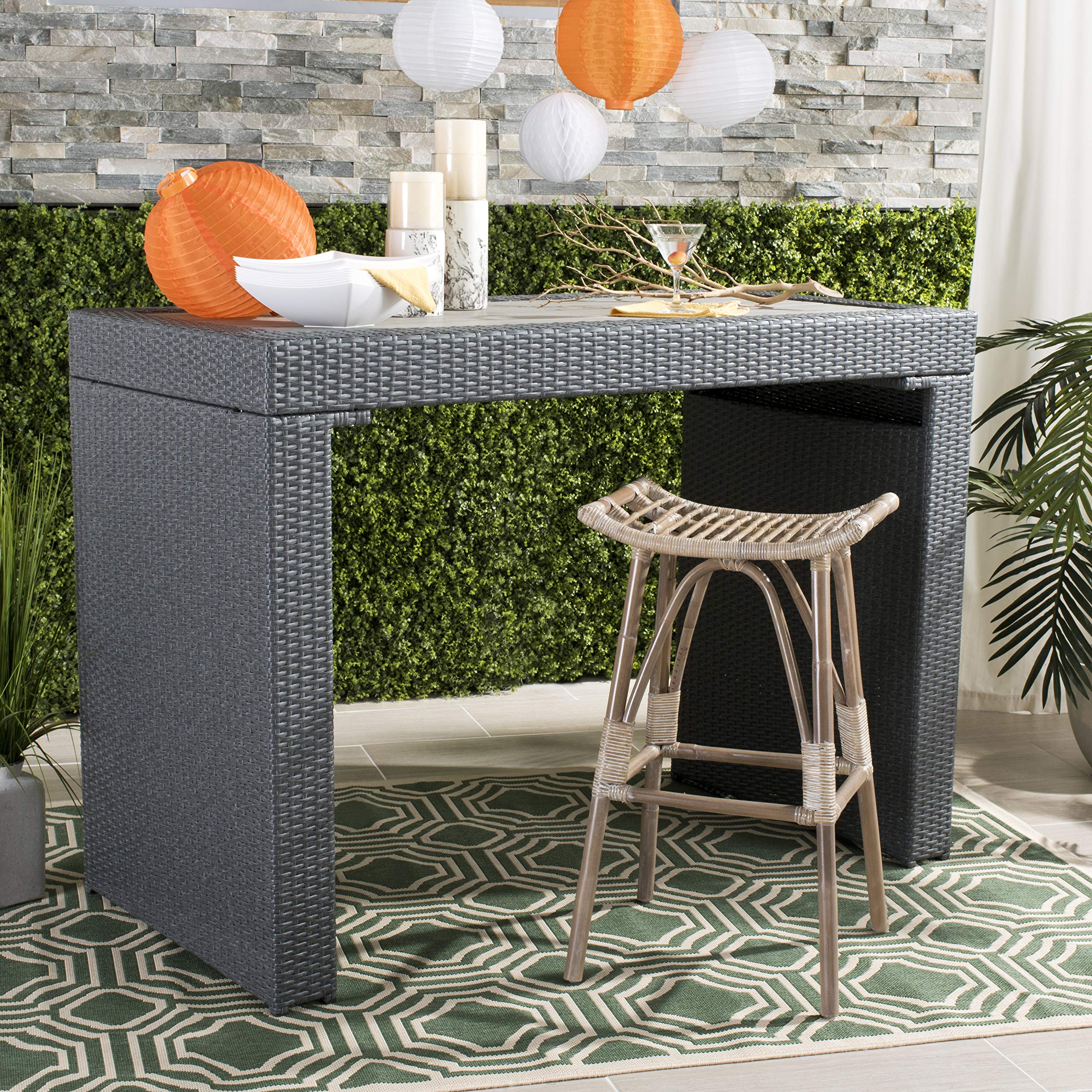 Safavieh Leda Bar Stool - Brown Wooden Counter Height Stool with Back Support - Perfect for Kitchen Island, Breakfast Nook & Home Bar Decor