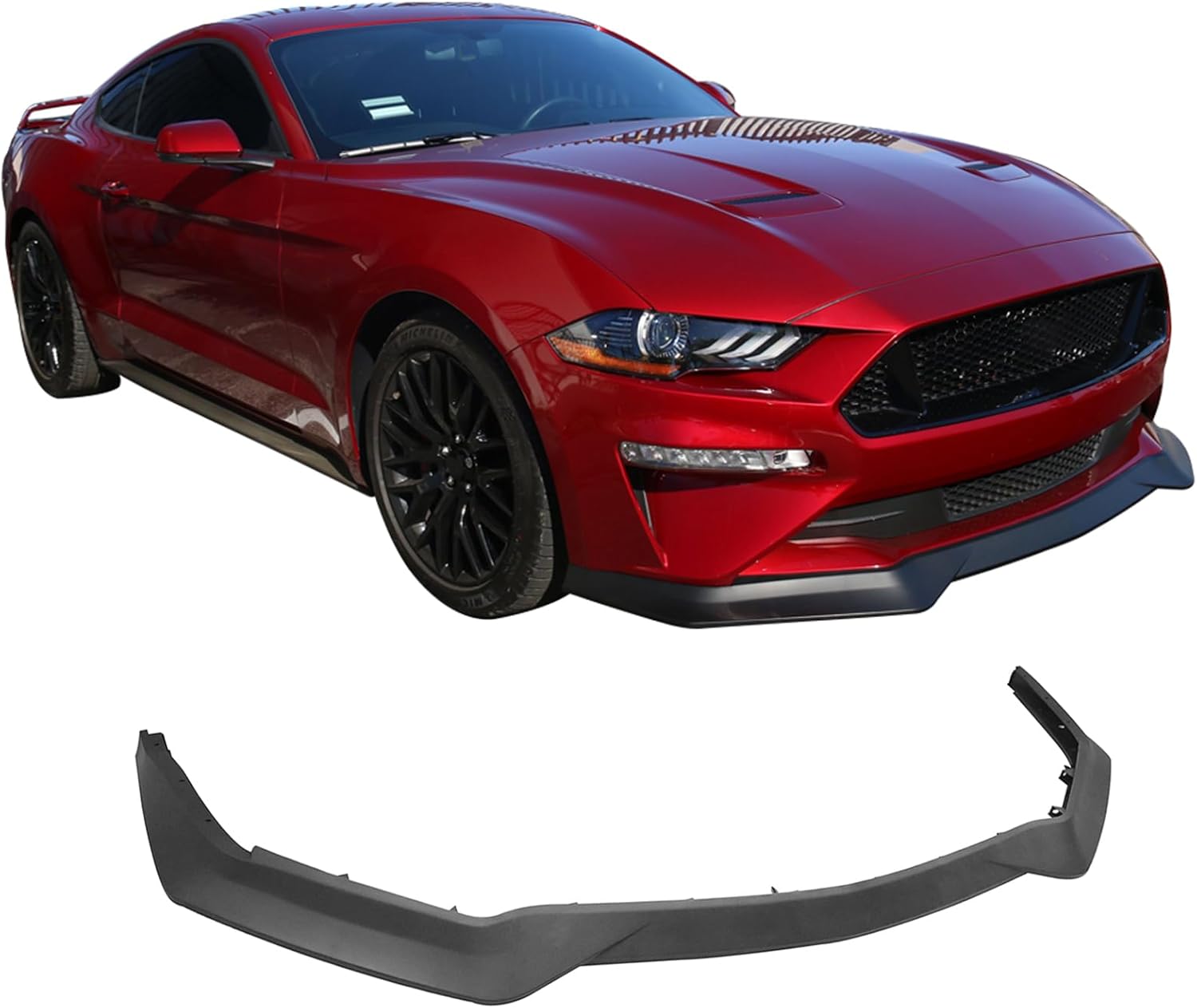 2018-2023 Ford Mustang GT R Spec Style Front Bumper Lip Splitter - PP Unpainted Matte Black (One Piece) | Aerodynamic Upgrade for Street Racing & Car Shows