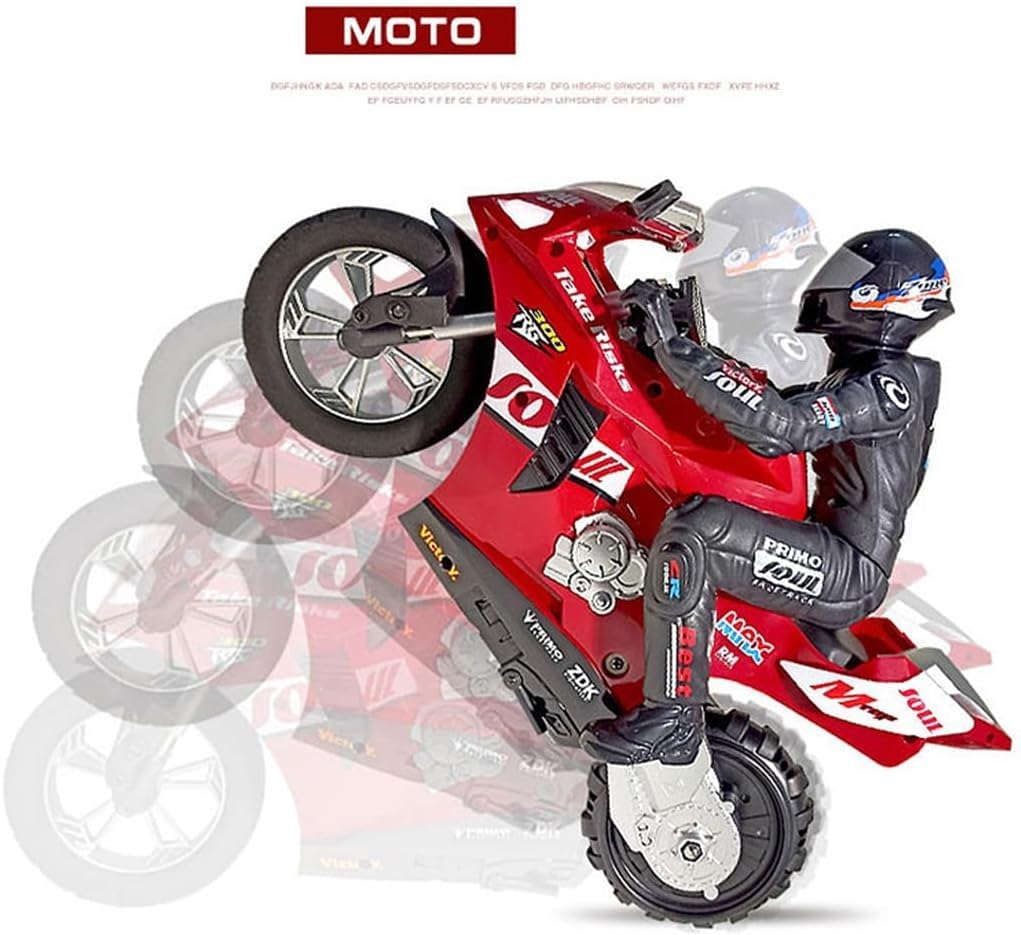 1/6 Scale Remote Control Motorcycle - 2.4G Self-Balancing Stunt Bike with 360° Rotating LED Light | RC Toy for Kids & Adults | Perfect Gift for Birthday, Christmas | Outdoor & Indoor Play (Blue)