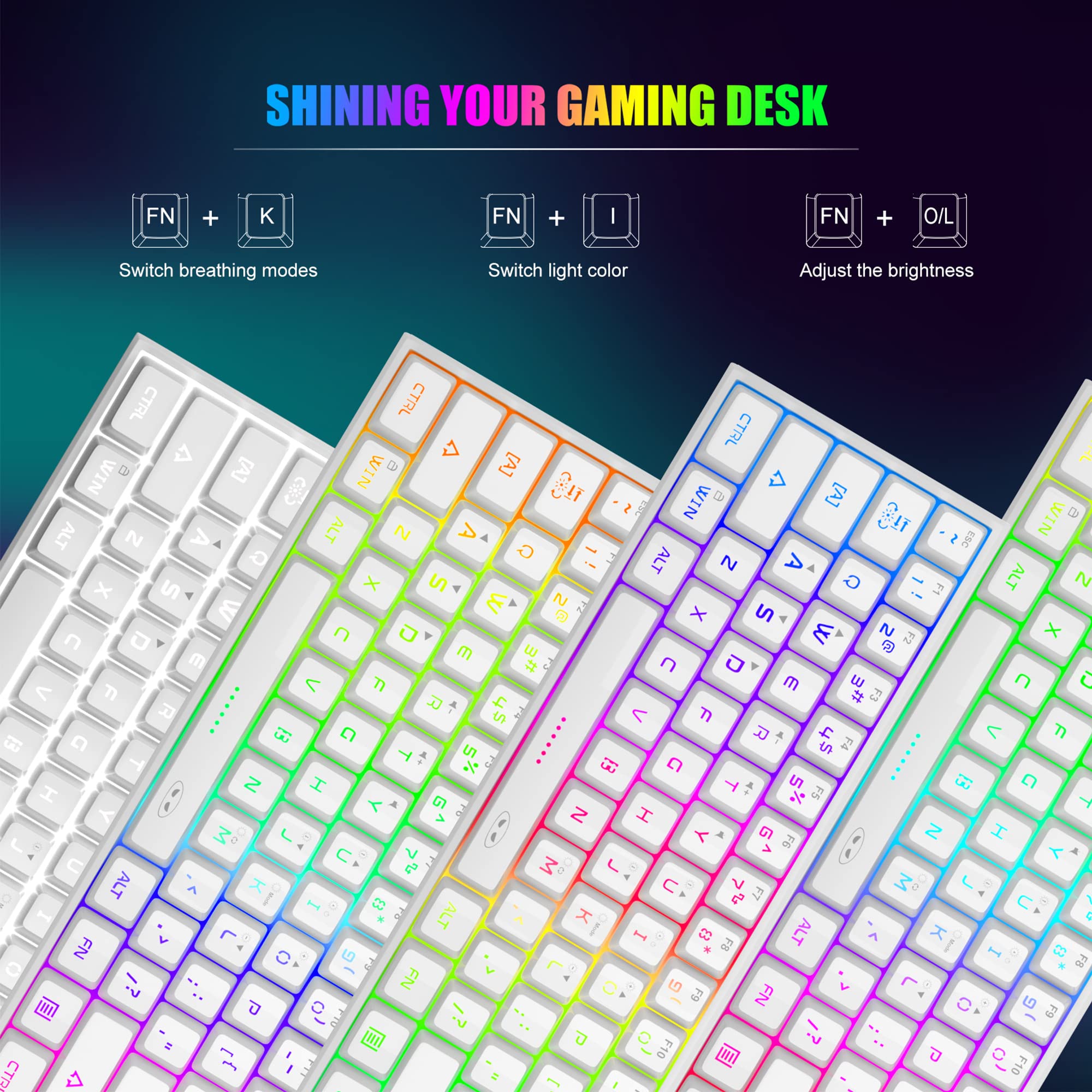 MageGee 60% Mechanical Gaming Keyboard - Ultra Compact 61 Keys RGB Backlit, Waterproof, Portable USB Wired Keyboard for PC, Mac, Windows, Laptop, Xbox, PS5 - Perfect for Gaming, Office Work & Travel (White)