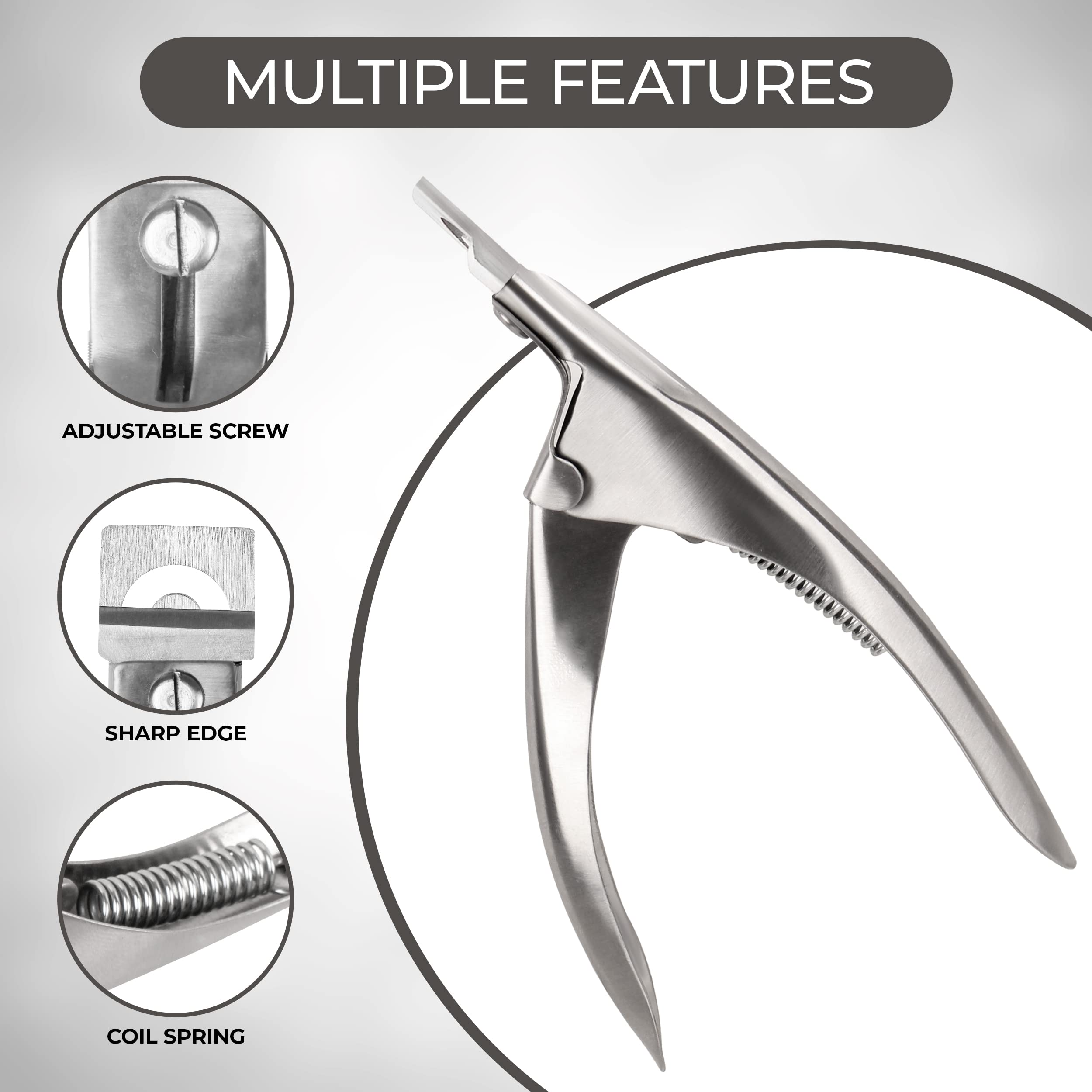 Professional Acrylic Nail Clippers for Fake Nails - Stainless Steel Adjustable Nail Trimmer for Home Salon & Nail Art - Perfect Gift for Women (Silver) | Ideal for Manicures, Pedicures & DIY Nail Care