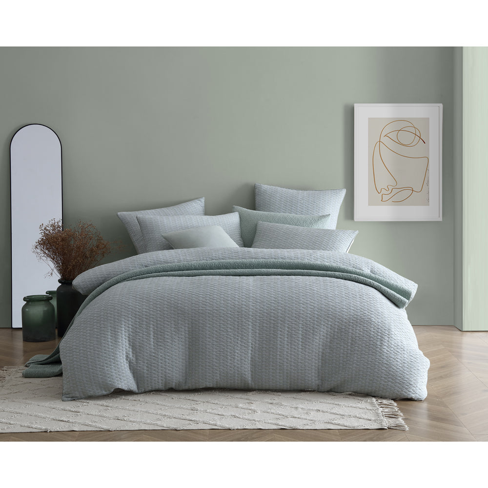 Frankie Sage Quilt Cover Set - King Size Bedding with Soft Cotton Fabric for Luxurious Comfort | Perfect for Master Bedroom, Guest Room & Hotel Decor