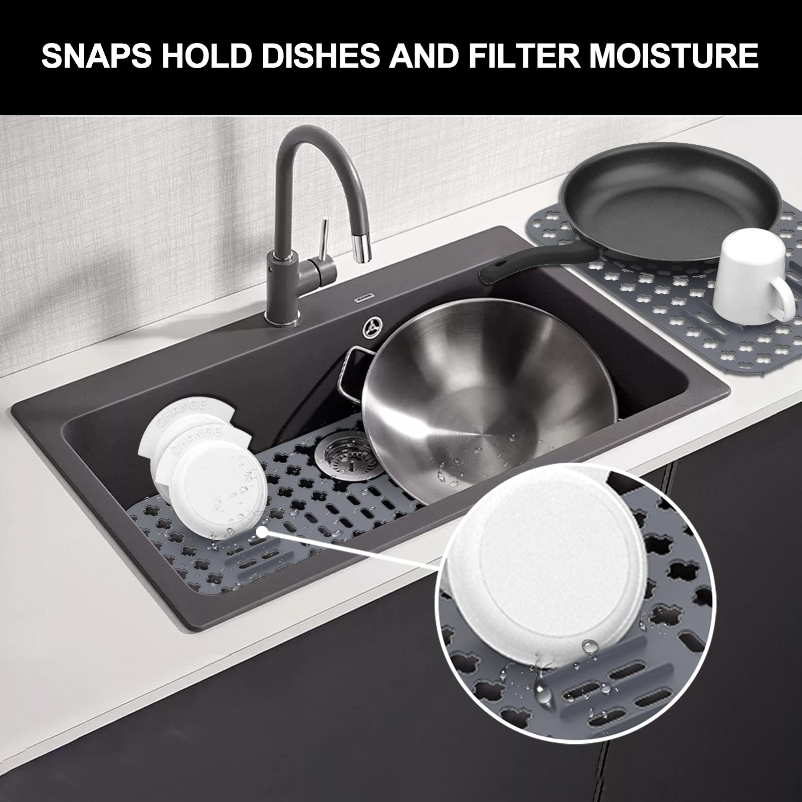 Non-Slip Heat Resistant Sink Protectors - 2 Pack Custom Fit Kitchen Sink Mats (15.7