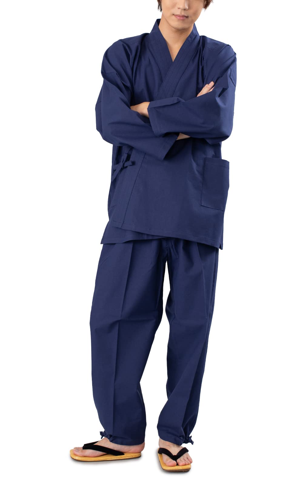 Authentic Japanese Samue Men's Traditional Loungewear - Made in Japan - Navy Blue - Medium Size - Perfect for Meditation, Yoga & Relaxation at Home