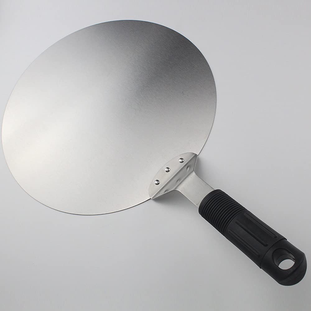 Foldable Stainless Steel Pizza Peel with Non-Stick Coating & Plastic Handle - Round Baking Shovel for Pizza, Pastry, Cake - Perfect for Home Kitchens & Professional Bakeries (Medium Size)