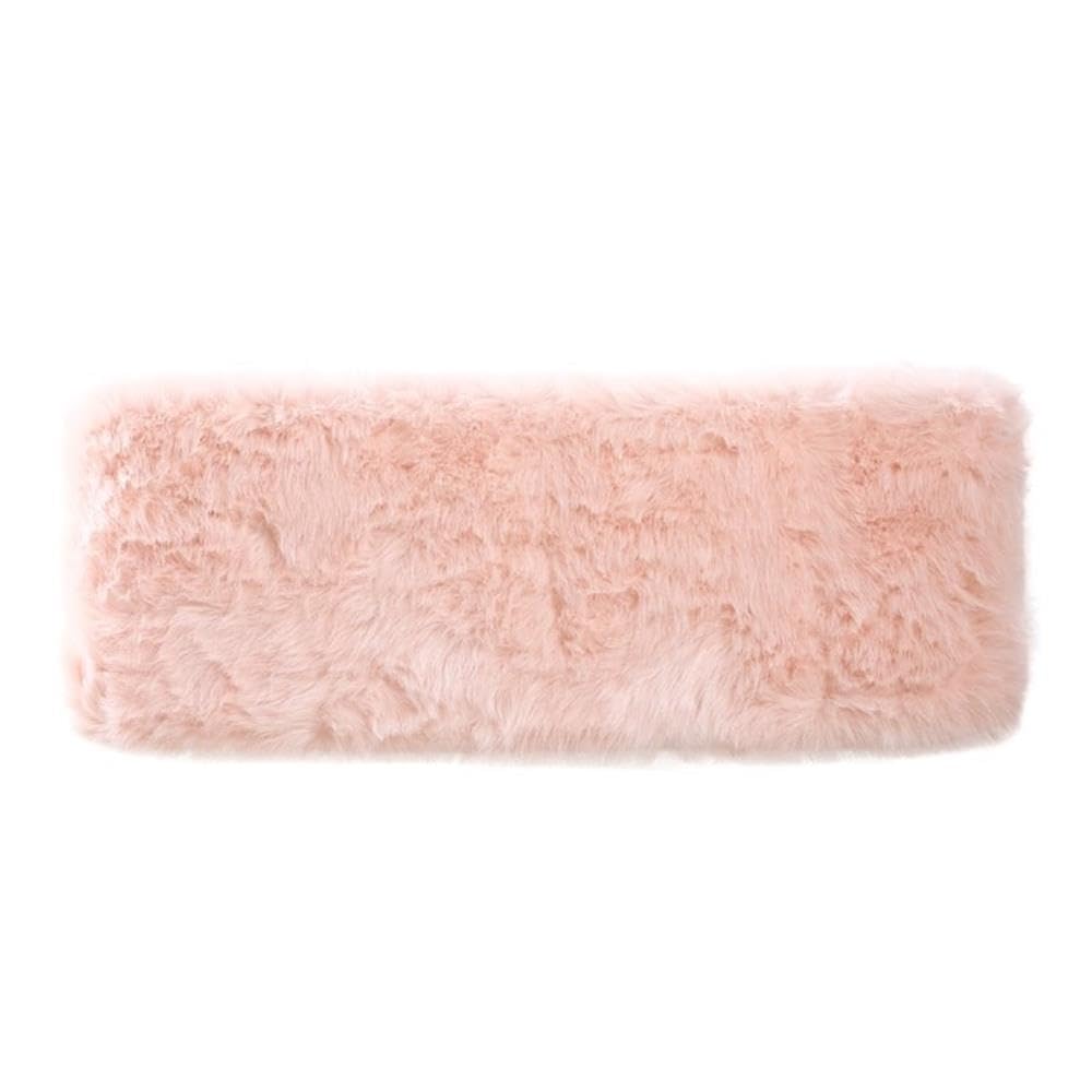 HomePop Faux Fur Ottoman Bench - Pink Upholstered Storage Footrest for Living Room & Bedroom | Cozy Home Decor Furniture | Perfect for Small Spaces, Nursery & Dressing Areas