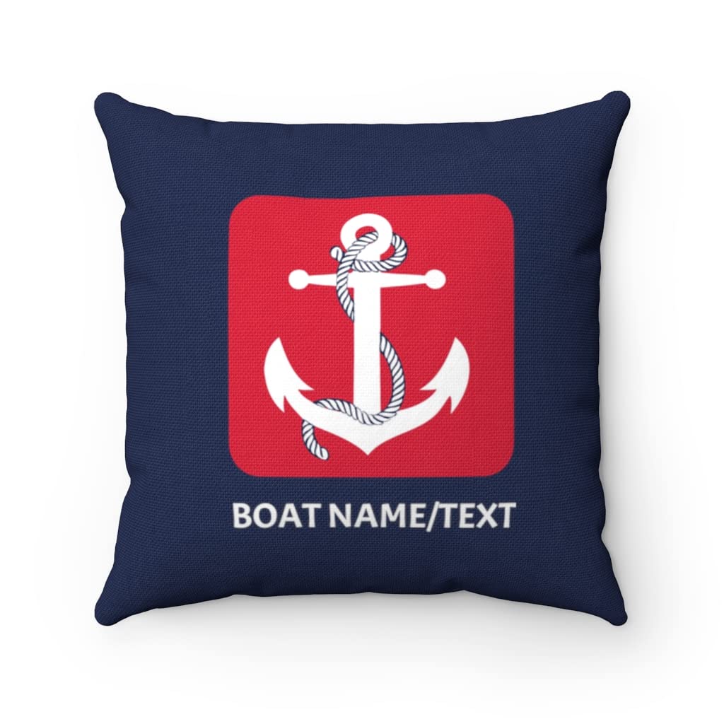 Custom Personalized Boat Pillow with Insert - Nautical Throw Pillow for Boats, Lake House & Beach Decor - Perfect Boat Gift, Coastal Anchor Pillow - 20x20 Inches - Ideal for Living Room, Bedroom & Outdoor Seating