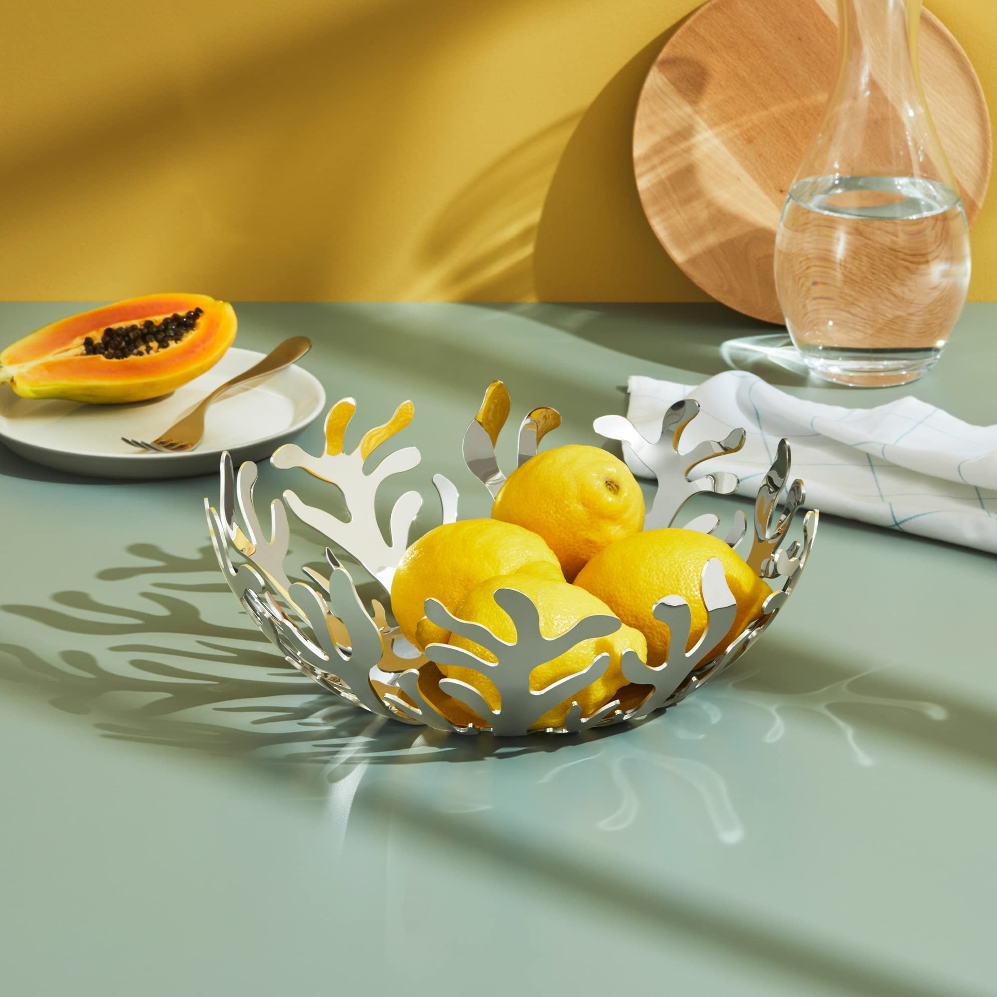 Alessi Mediterraneo 11.5-Inch Stainless Steel Fruit Bowl - Elegant Silver Serving Dish for Fruits, Snacks & Table Decor | Perfect for Kitchen, Dining Room & Party Serving