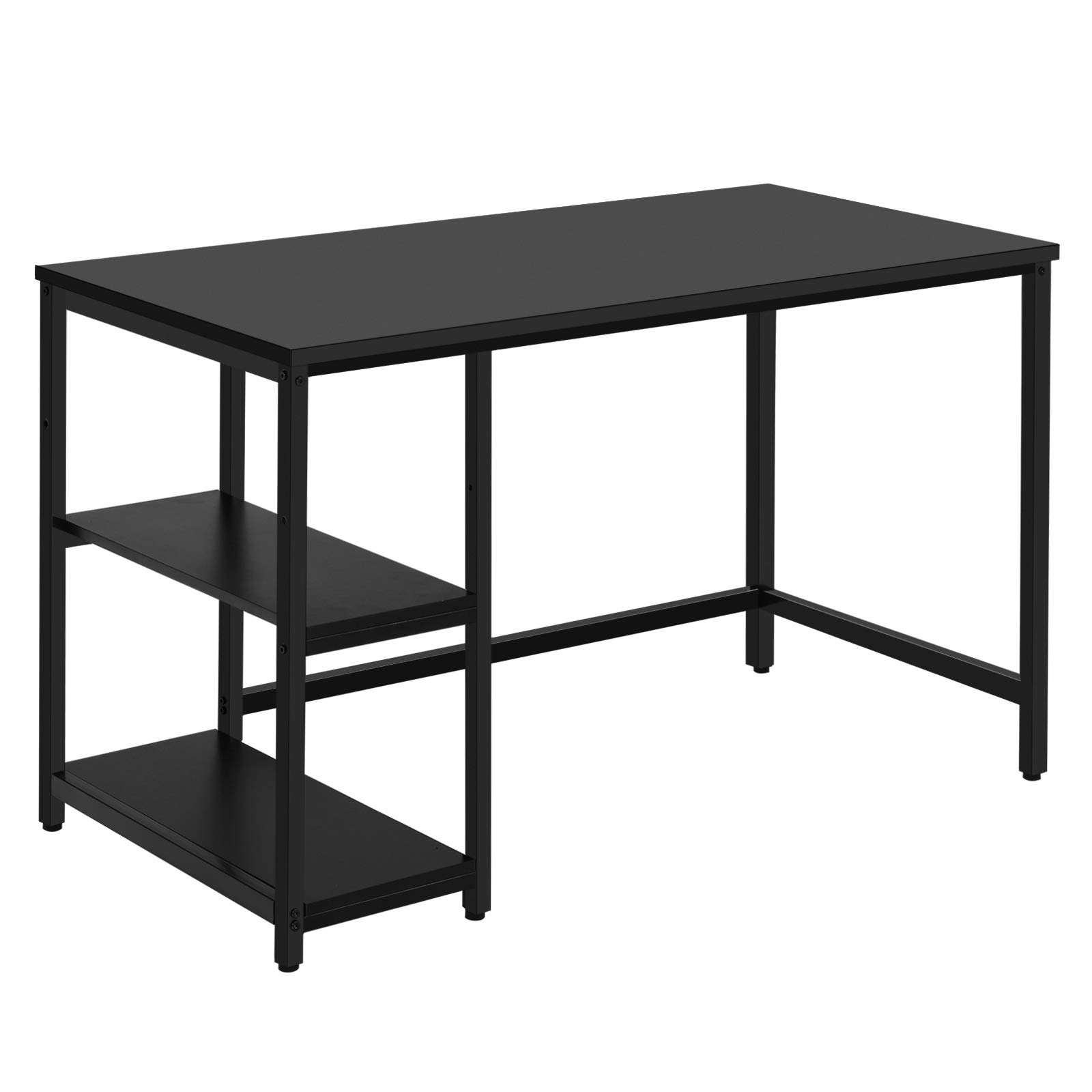 Tangkula Industrial Computer Desk with 2 Storage Shelves - Sturdy Metal Frame Home Office Desk, Study Writing Workstation & Laptop Table (Black) - Perfect for Small Spaces, Remote Work & Student Dorm Rooms