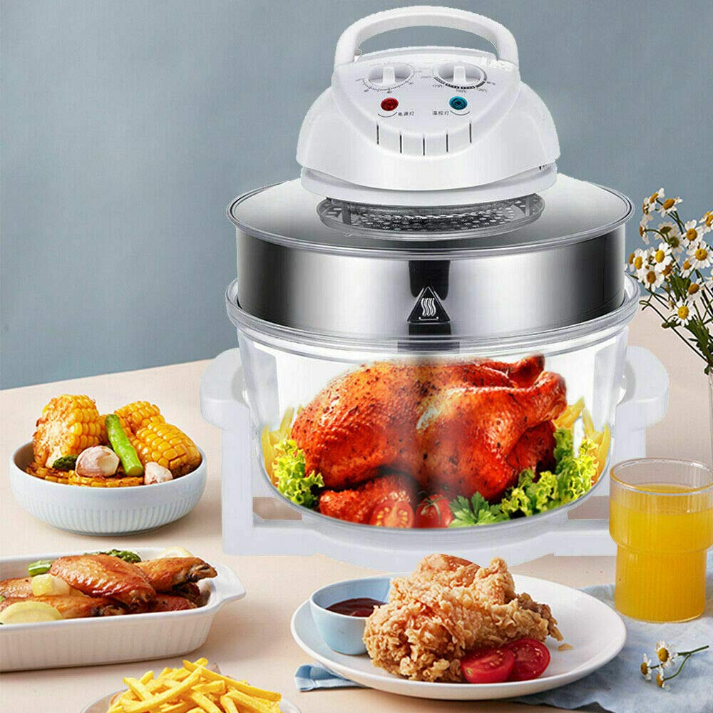 17L Glass Air Fryer Infrared Halogen Convection Oven with 360° Heating - Healthy Oil-Free Cooking for French Fries, Chicken Wings & More - Perfect for Family Meals & Quick Snacks