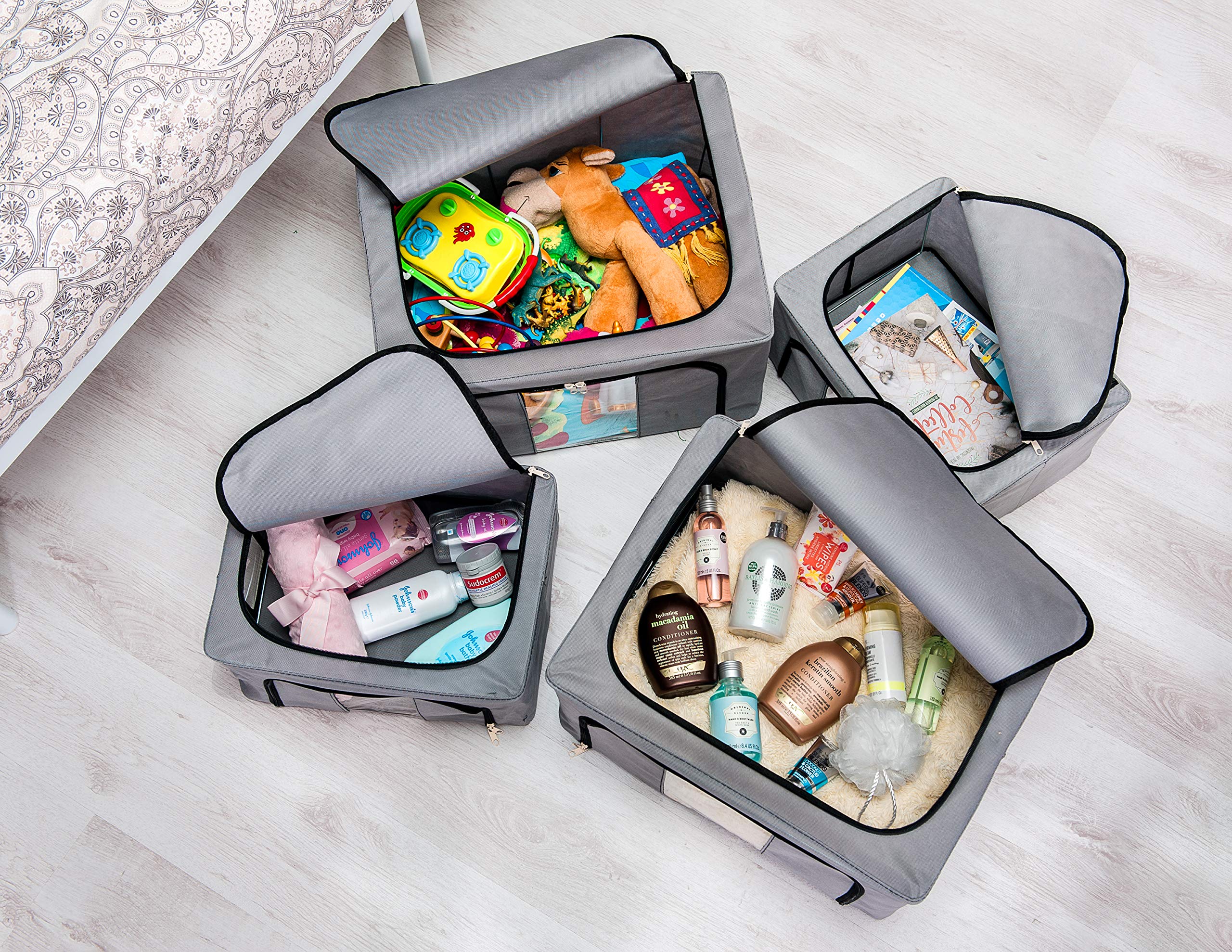 LIVIVO 3-Pack Clear Storage Bags with Double Zipper & See-Through Windows - Space Saving Organizer for Duvets, Blankets, Bedding, Clothes, Towels & Toys - Perfect for Under Bed, Closet & Wardrobe Storage | Home Organization Solution