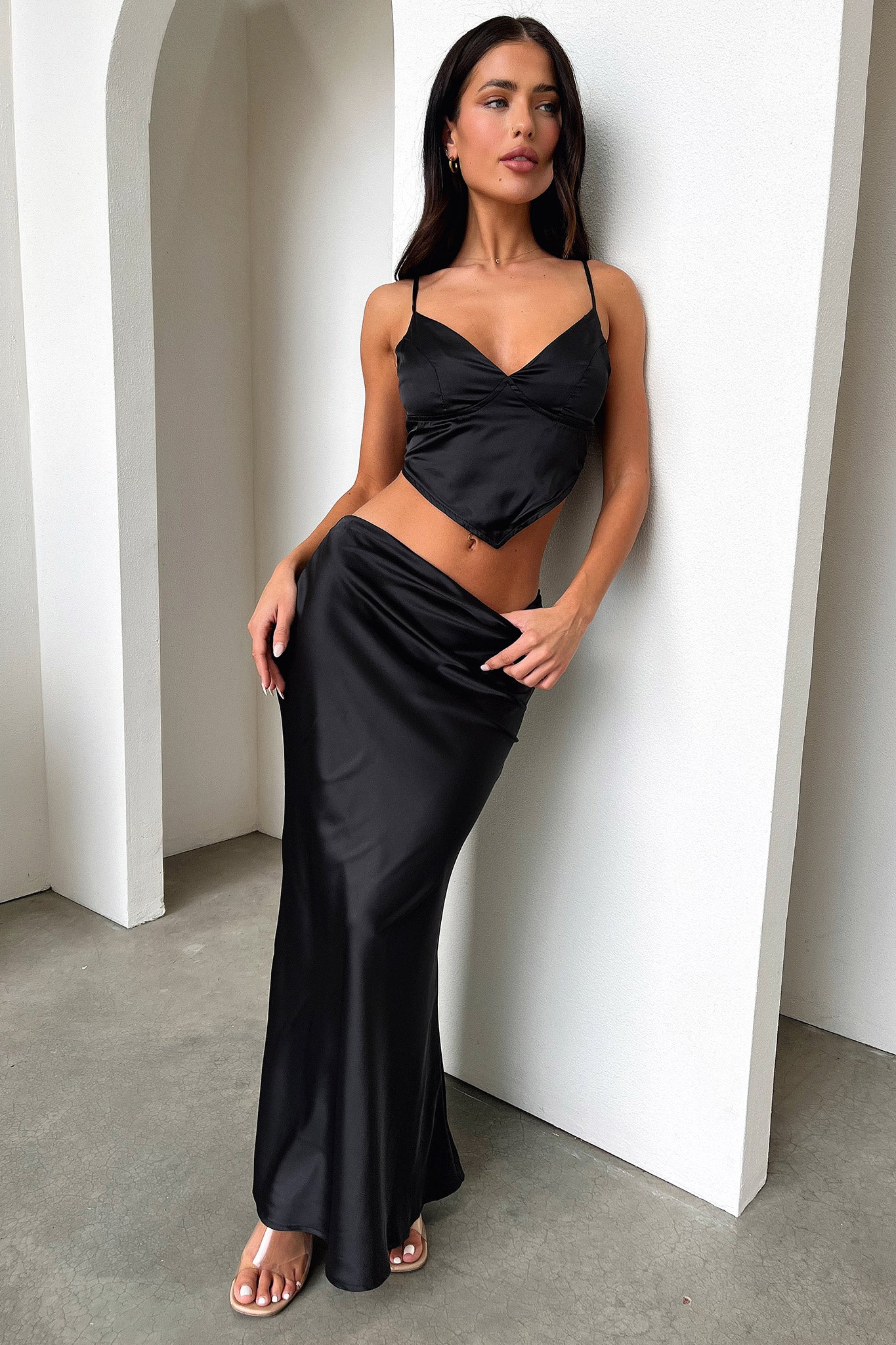 Adira Maxi Skirt for Women - Flowy Black Long Skirt with Elastic Waist | Perfect for Summer, Beach, Boho Outfits & Casual Wear