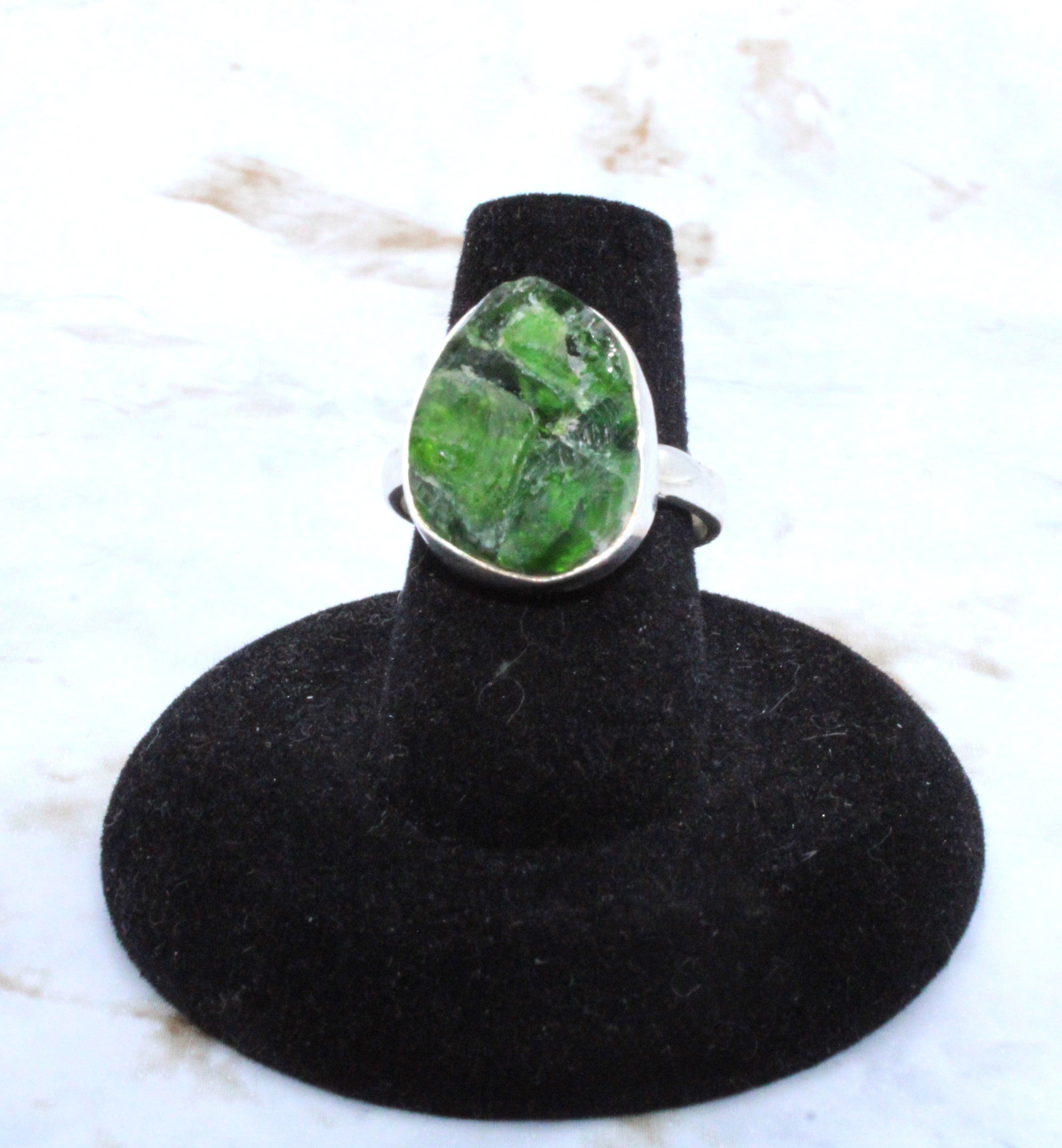 Diopside Sterling Silver Ring - Size 7.75 - Elegant Green Gemstone Jewelry for Women - Perfect for Engagement, Anniversary & Special Occasions