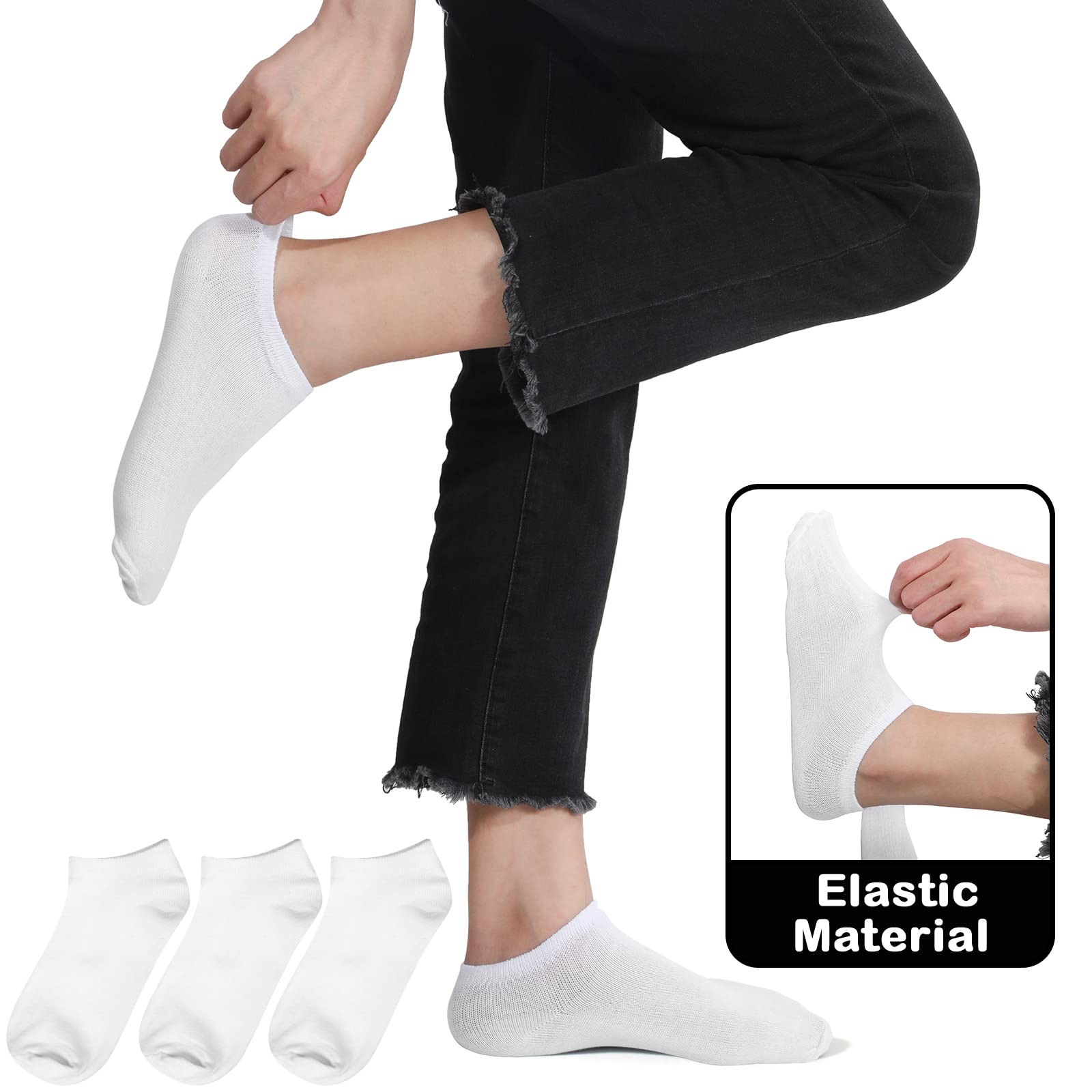 JaGely 100 Pairs Low Cut Ankle Socks Bulk Pack - Breathable Thin No Show Socks for Women & Men - Athletic Casual Cotton Socks for Running, Gym, Workout & Daily Wear
