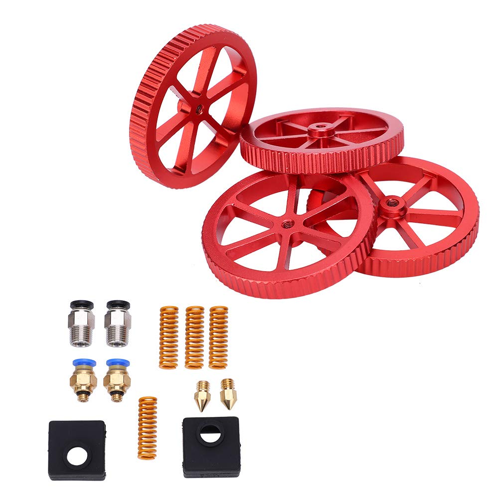 WXP 3D Printer Extruder Upgrade Kit - Red Hand Twist Leveling Nut, Springs & Dampers Set for Smooth Printing | Perfect for DIY 3D Printing Projects & Home Workshops