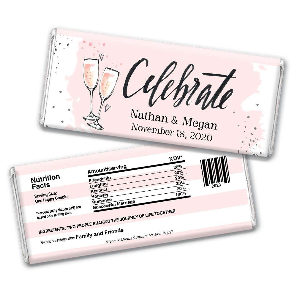 Personalized Chocolate Bars for Wedding Favors (36 Pack) - Custom Bridal Shower Candy Gifts for Guests - Perfect for Wedding Receptions, Bridal Parties & Thank You Gifts