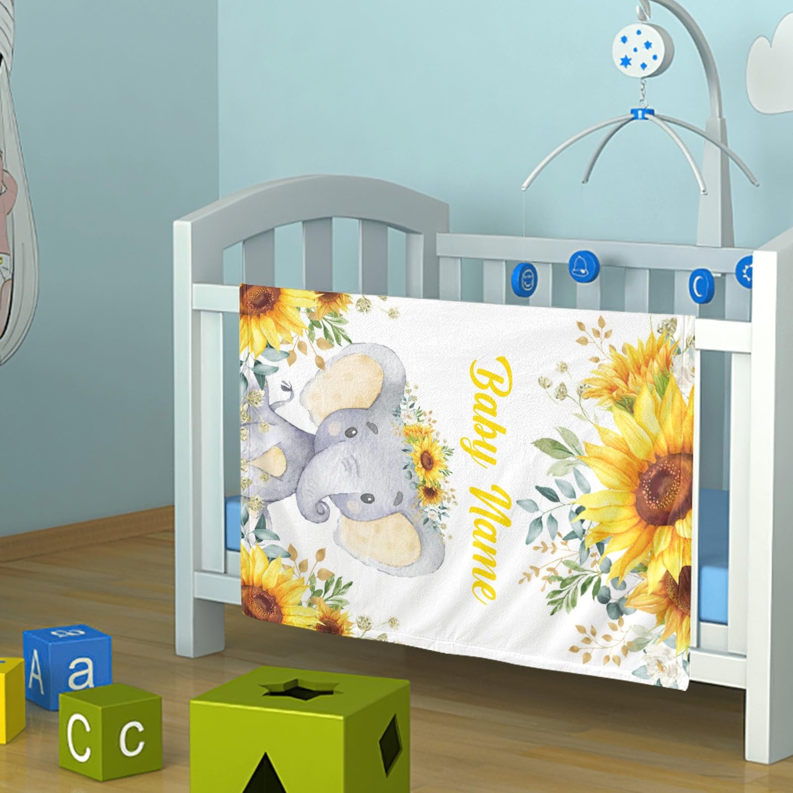 Personalized Baby Blanket with Name - Custom Elephant Design for Boys & Girls | Super Soft Newborn Blanket | Perfect Baby Shower Gift & Nursery Decor | Ideal for Cuddling, Swaddling, and Photo Props