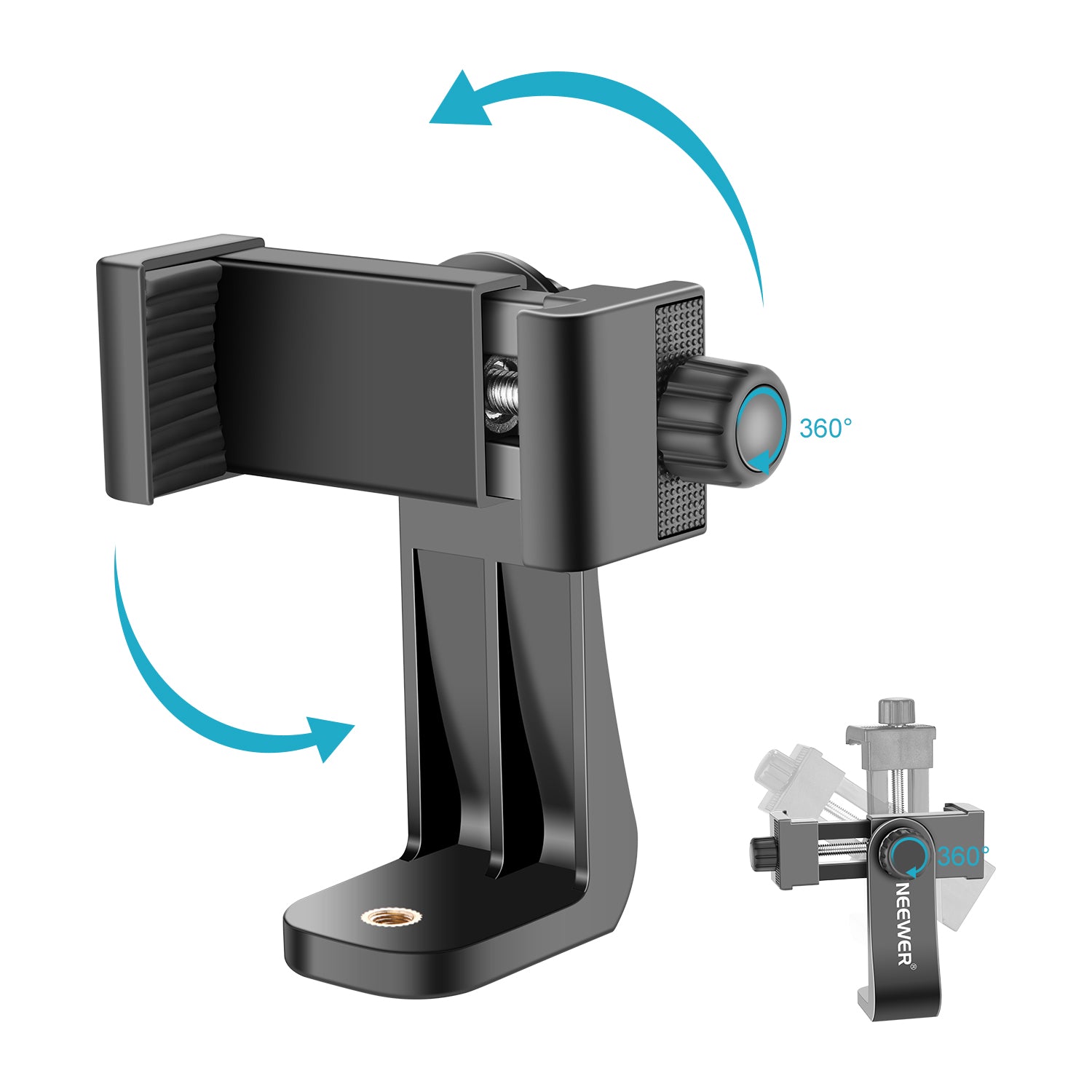 NEEWER Smartphone Tripod Mount Holder - 1/4 Inch Vertical Bracket for iPhone & Android Phones - Perfect for Vlogging, Live Streaming & Photography