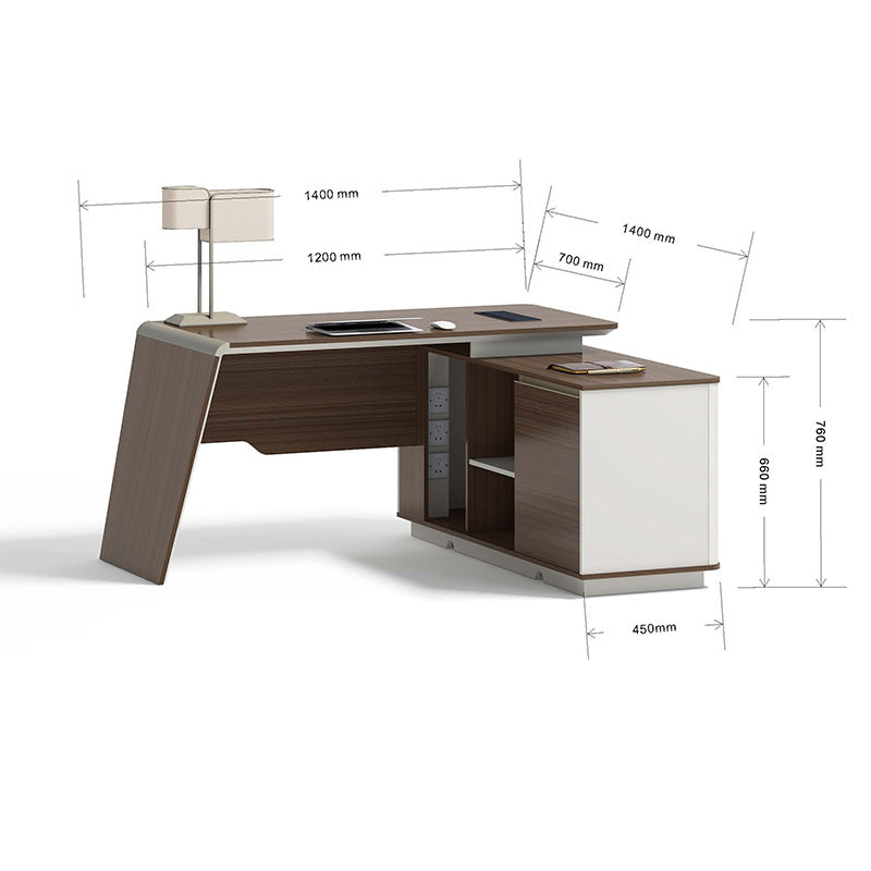 ANDERS Executive Desk with Reversible Return - 1.4M Modern Office Desk in Hazelnut & Beige | Home Office Furniture for Professionals & Remote Workers