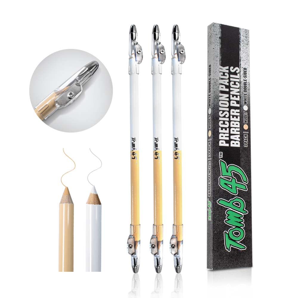 Tomb45 Barber Pencil Precision 3-Pack - Professional Eyebrow & Beard Styling Tool for Grooming, Makeup, and Tattoo Outlining - Perfect for Barbers, Stylists, and DIY Beauty