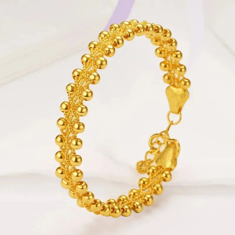 24K Pure Gold Bracelet for Women - 999 Solid Real Gold Bangle, Simple & Elegant Fashion Jewelry, High-End Glossy Finish - Perfect for Gifts, Weddings, Anniversaries & Special Occasions (2023 New Arrival)