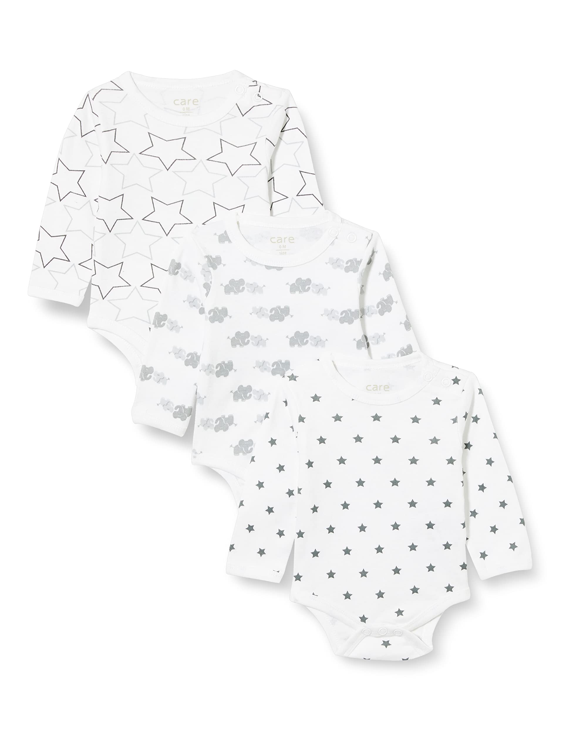 Care Body LS - AOP (3-Pack) | Long Sleeve Unisex Baby Bodysuit 0-24 Months | Perfect for Everyday Wear, Playtime & Photo Shoots