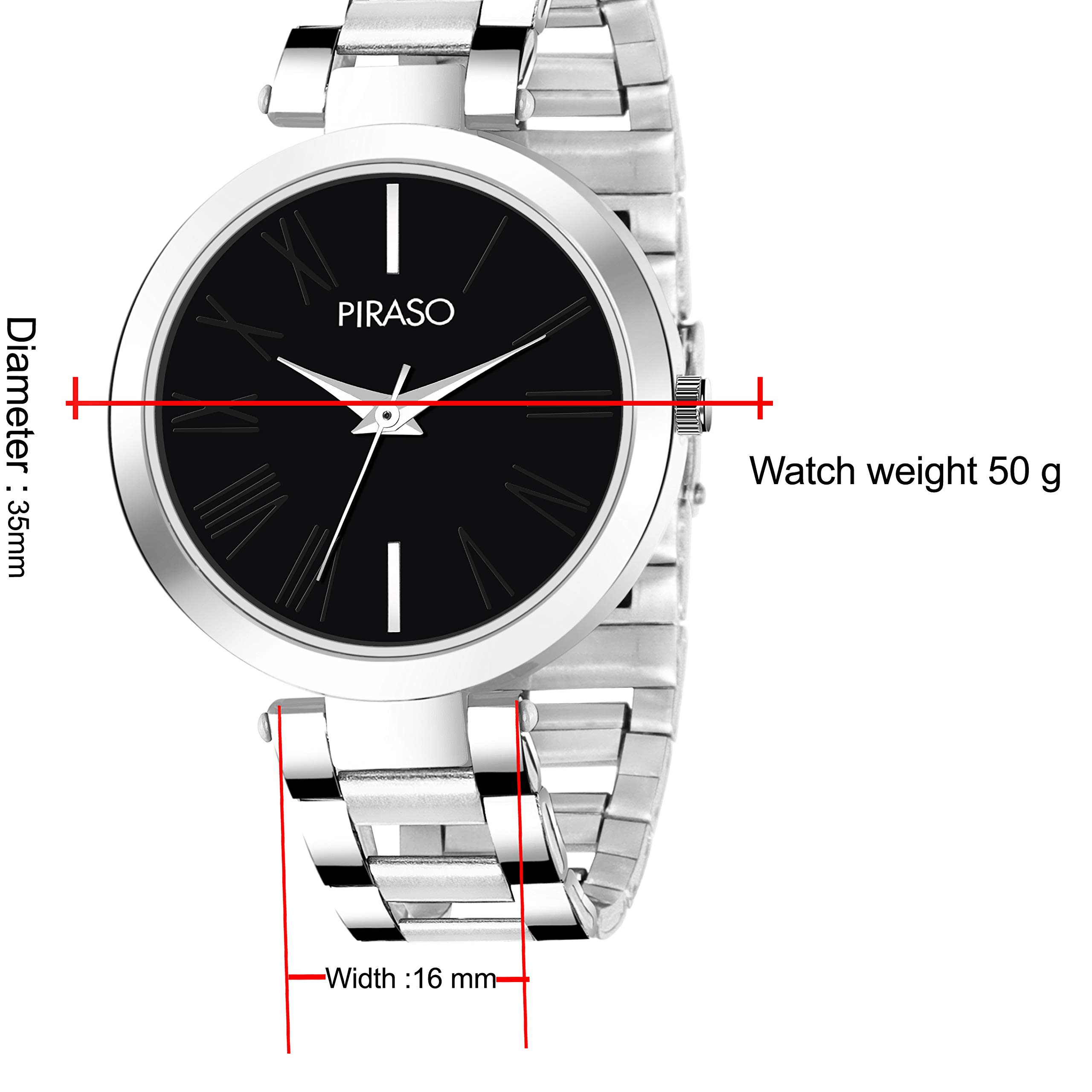 PIRASO Elegant Stainless Steel Chain Watch for Women - Fashionable Ladies Wristwatch with Adjustable Bracelet, Perfect for Daily Wear, Office, Parties & Special Occasions