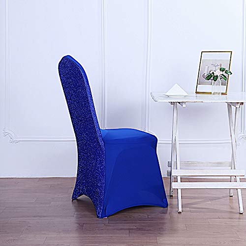 25-Piece Royal Blue Metallic Spandex Stretchable Banquet Chair Covers - Elegant Slipcovers for Wedding, Party & Reception Decorations - Perfect for Formal Events, Bridal Showers & Banquet Halls