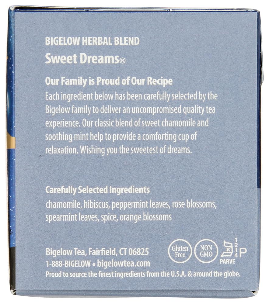Bigelow Sweet Dreams Herbal Tea Bags - 20 Count (Pack of 3) | Caffeine-Free Relaxation Tea for Bedtime & Stress Relief | Perfect for Evening Rituals & Better Sleep