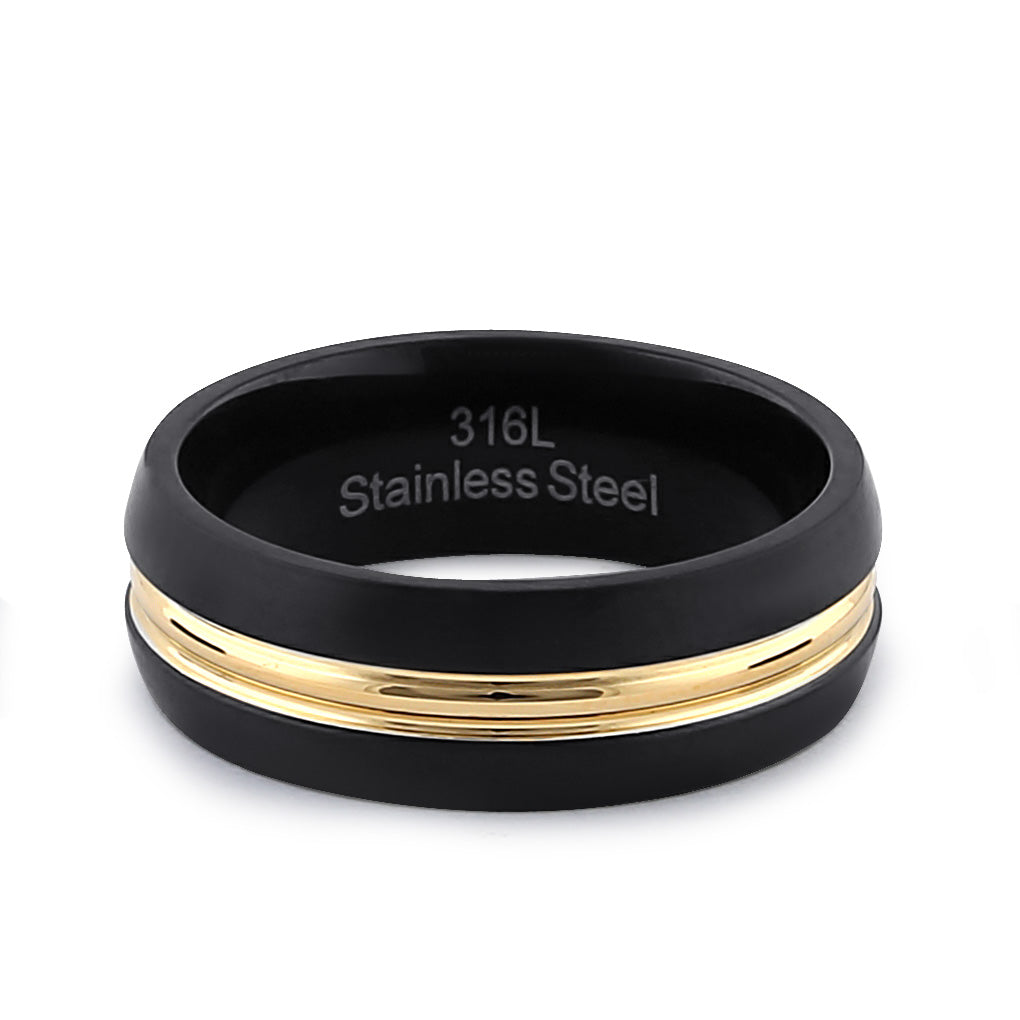 Premium Stainless Steel Black & Yellow Wedding Band for Men - Durable, Hypoallergenic Ring for Weddings, Anniversaries & Everyday Wear