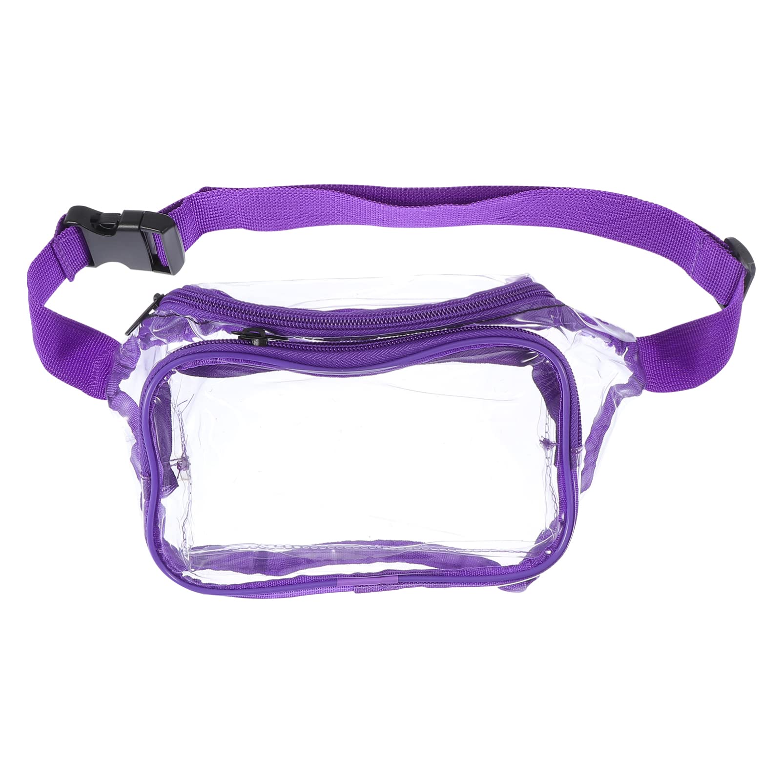 Amosfun Clear Fanny Pack - Waterproof Waist Bag for Women & Men, Transparent PVC Crossbody Bag for Travel, Running, Outdoor Sports | Stadium Approved Phone Purse | Perfect for Concerts, Festivals & Gym (Violet)