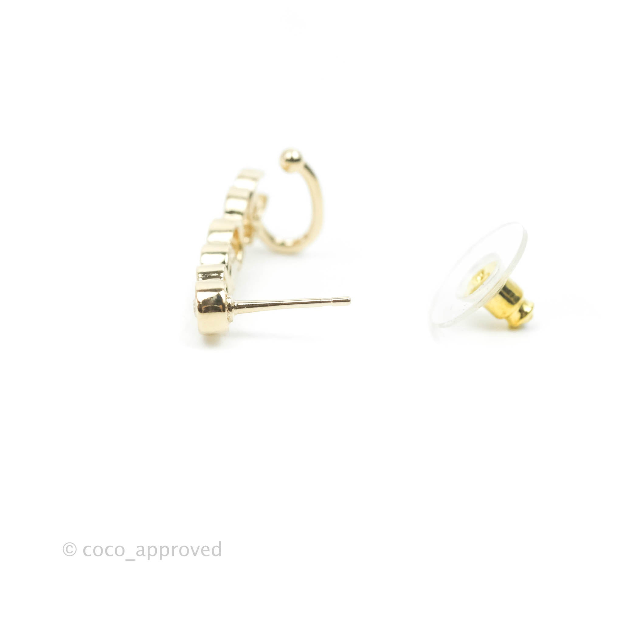 Chanel CC Coco Crystal Earrings - Gold Tone Clip-On Earrings for Women | Luxury Fashion Jewelry for Parties, Weddings & Special Occasions