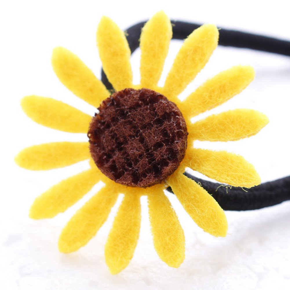 5Pcs Sunflower Elastic Hair Ties - Soft Ponytail Holders for Women & Girls - Perfect for School, Work, Gym, and Everyday Hairstyles