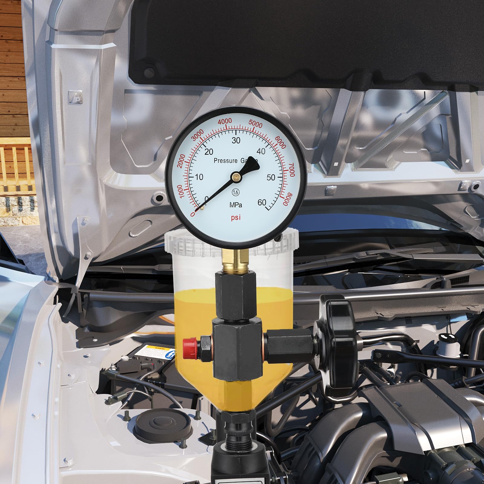 600Bar Diesel Injector Tester 8700PSI - Dual Scale Gauge for Adjusting & Testing Diesel Fuel Injector Nozzle Pop Pressure - Perfect for Automotive Repair Shops & Diesel Engine Maintenance